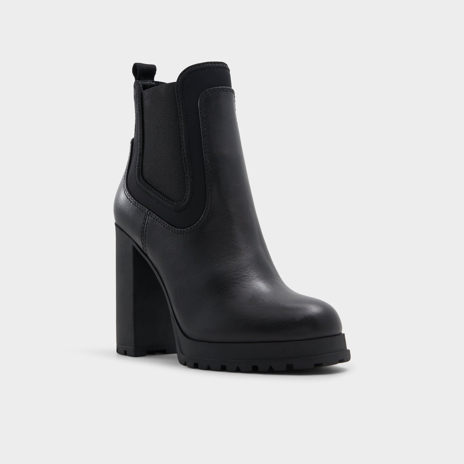 Three-quarter angle of Black Bold Ankle boot's front side