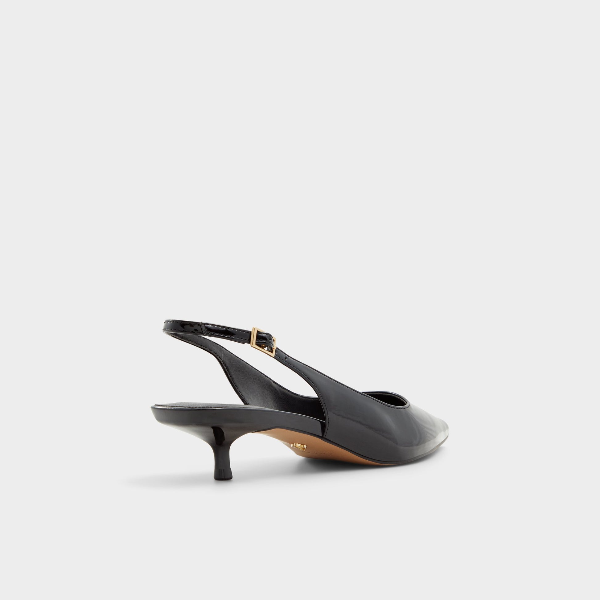 Three-quarter angle of Black Lennoxie Slingback heel's back side