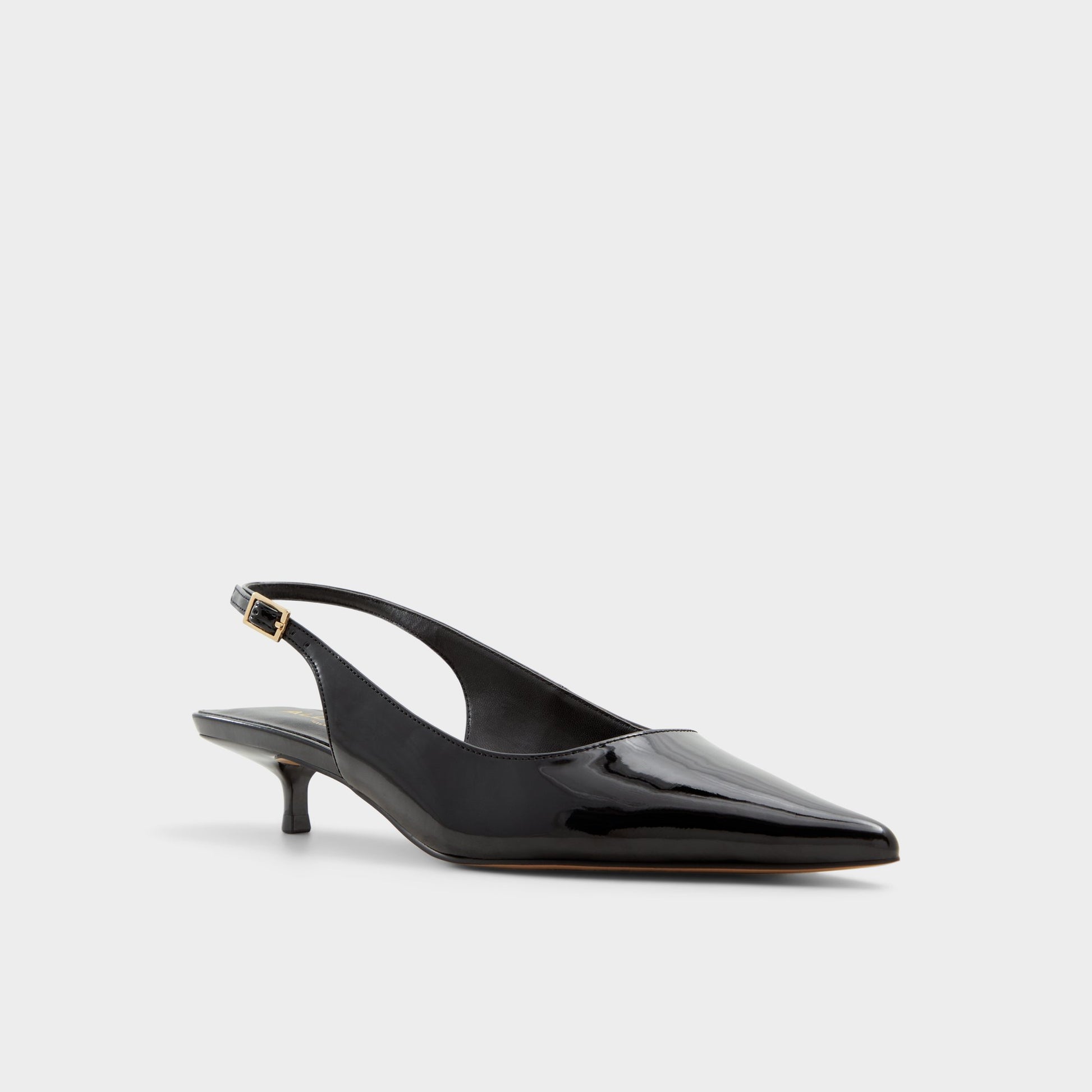 Three-quarter angle of Black Lennoxie Slingback heel's front side