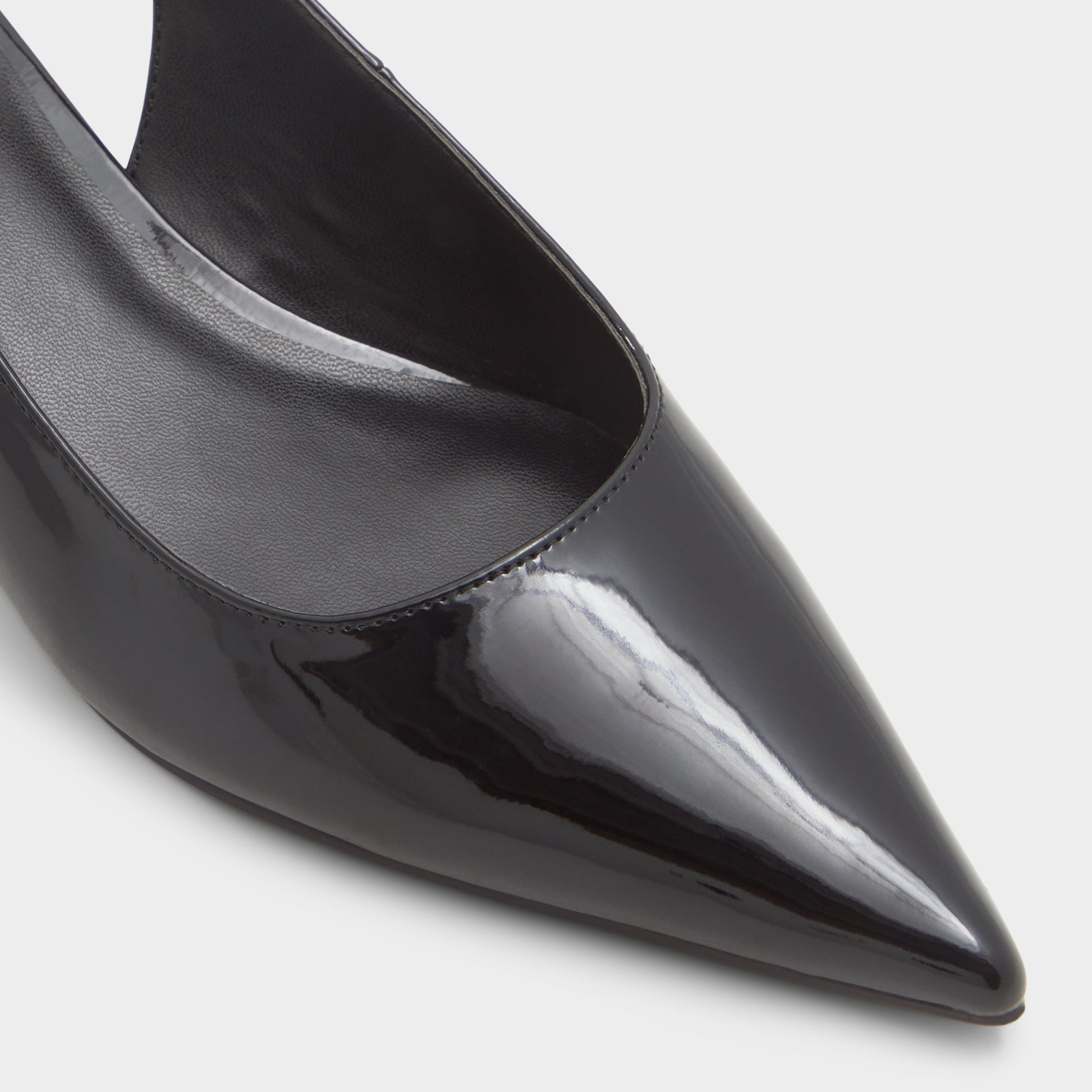 Close-up of the Black Lennoxie Slingback heel