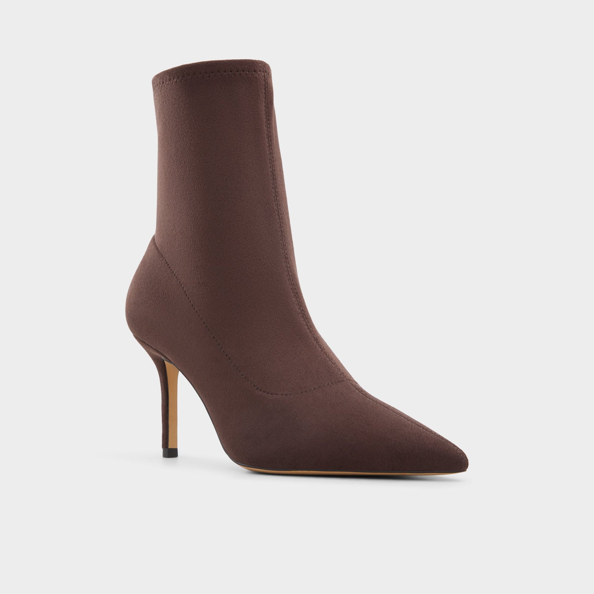 Three-quarter angle of Dark Brown Larochel Ankle boot's front side
