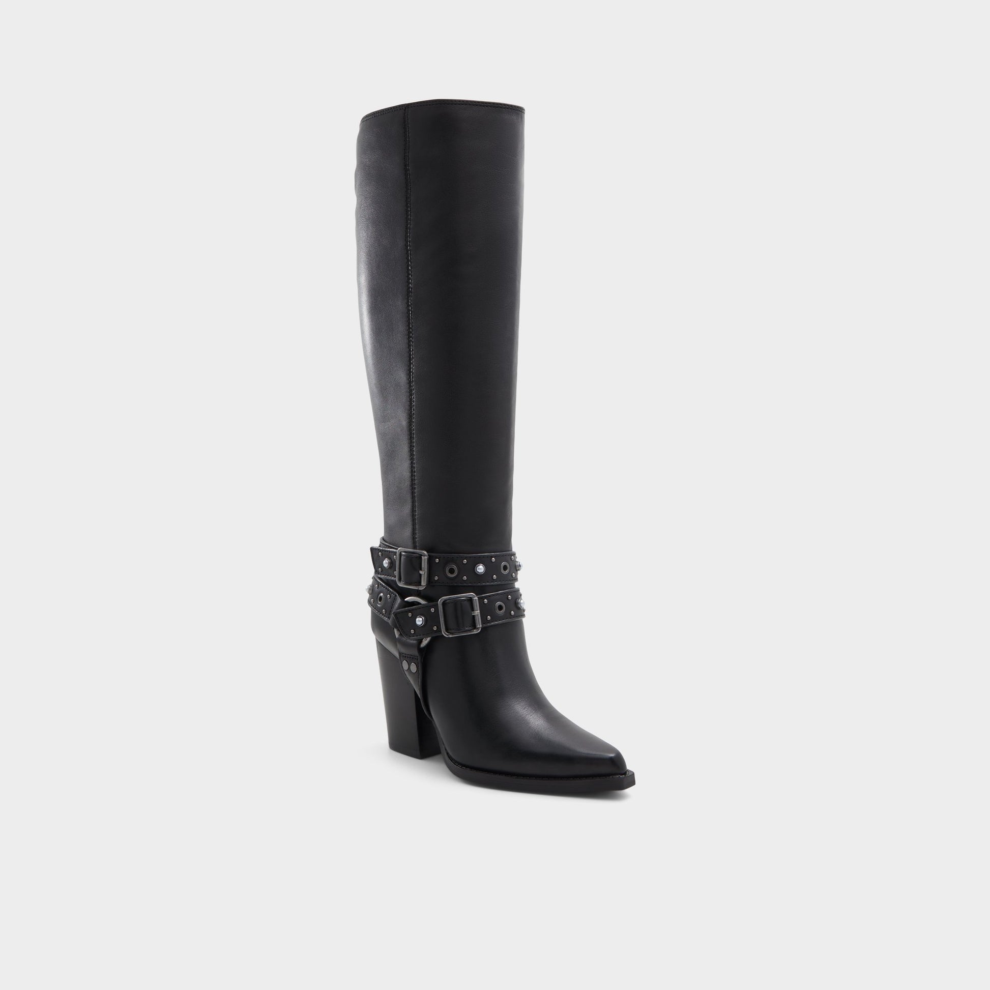 Three-quarter angle of Other Black Thelidan-wc Knee-high boot's front side