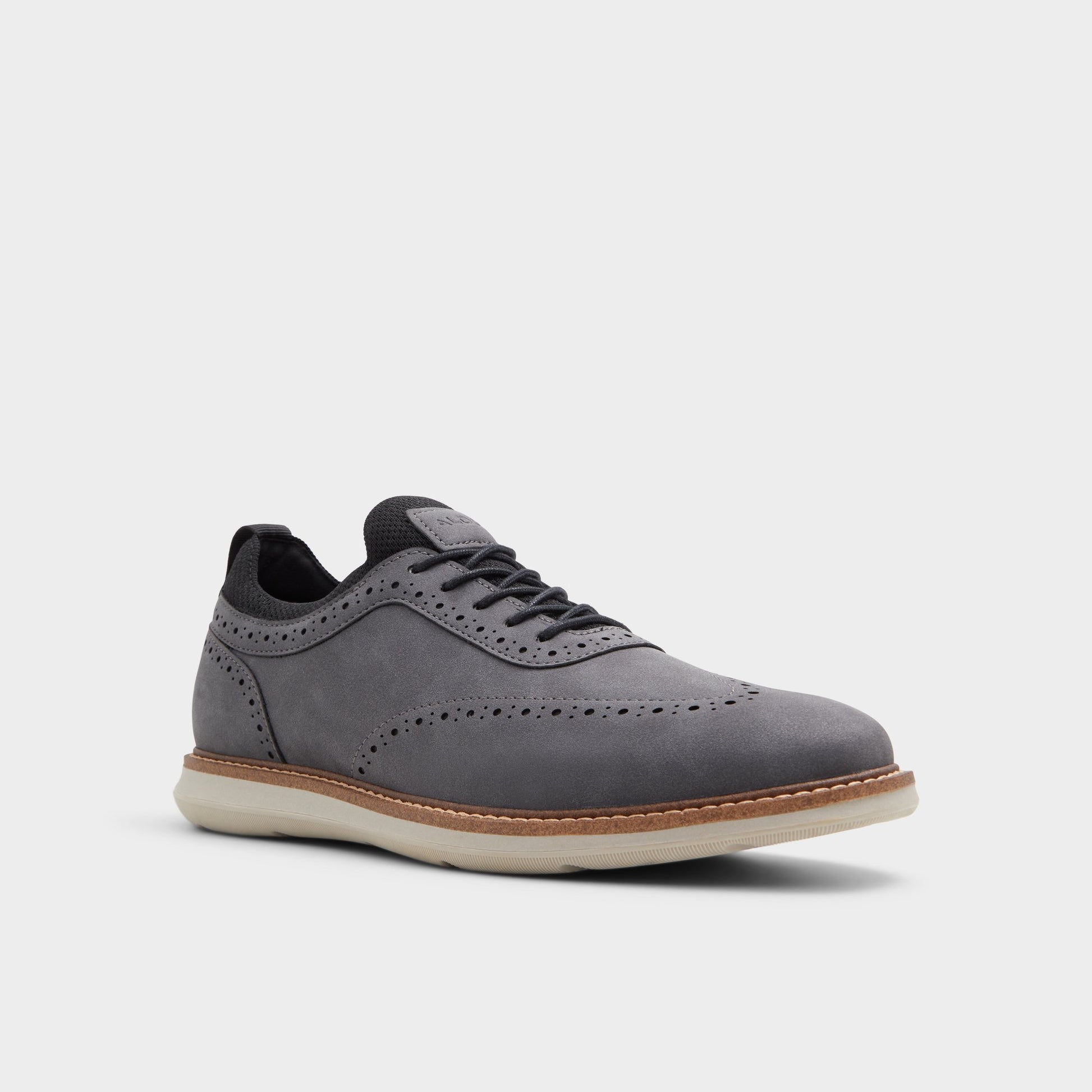 Three-quarter angle of Dark Grey Kalister Oxford shoe's front side