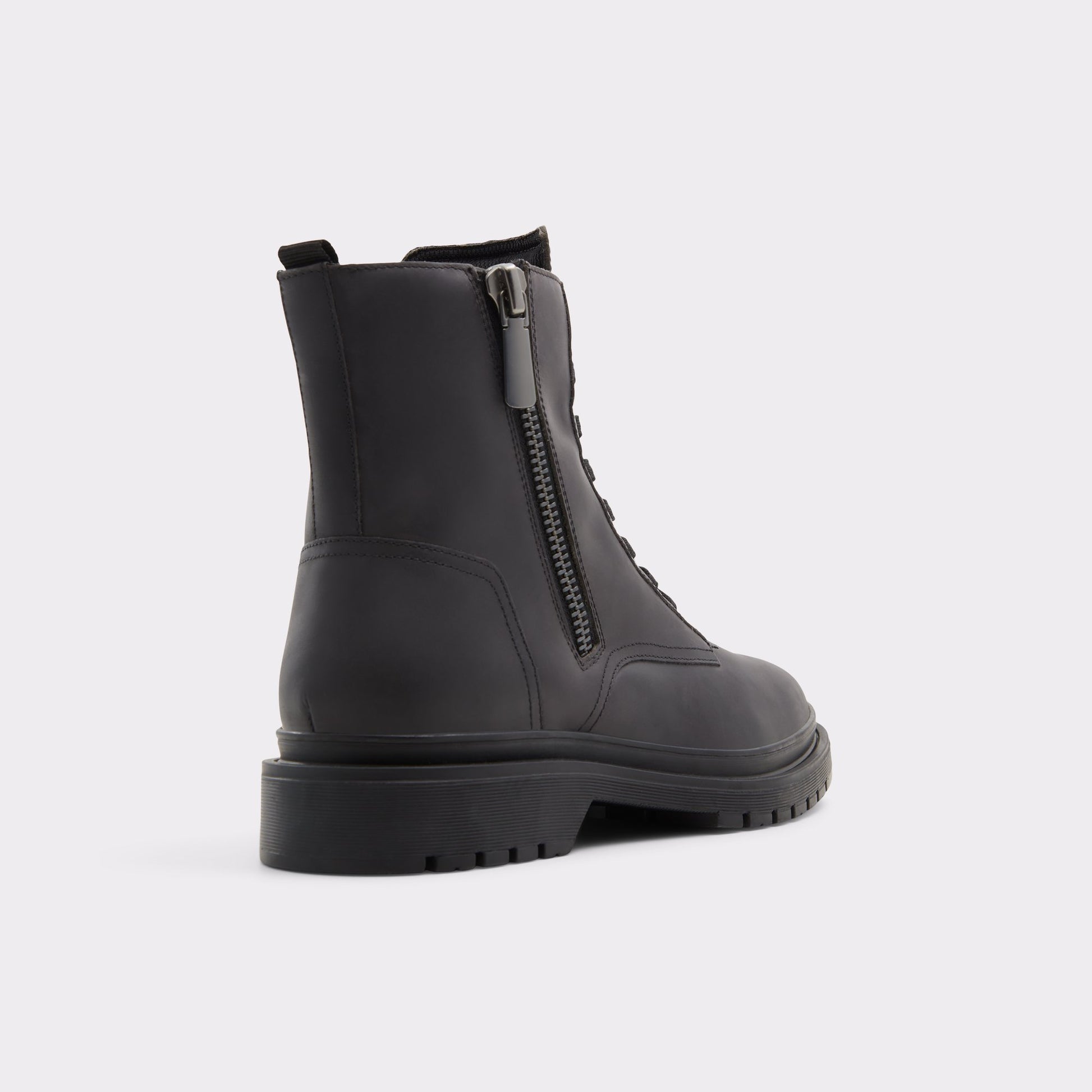 Three-quarter angle of Open Black Roby Lace-up boot's back side