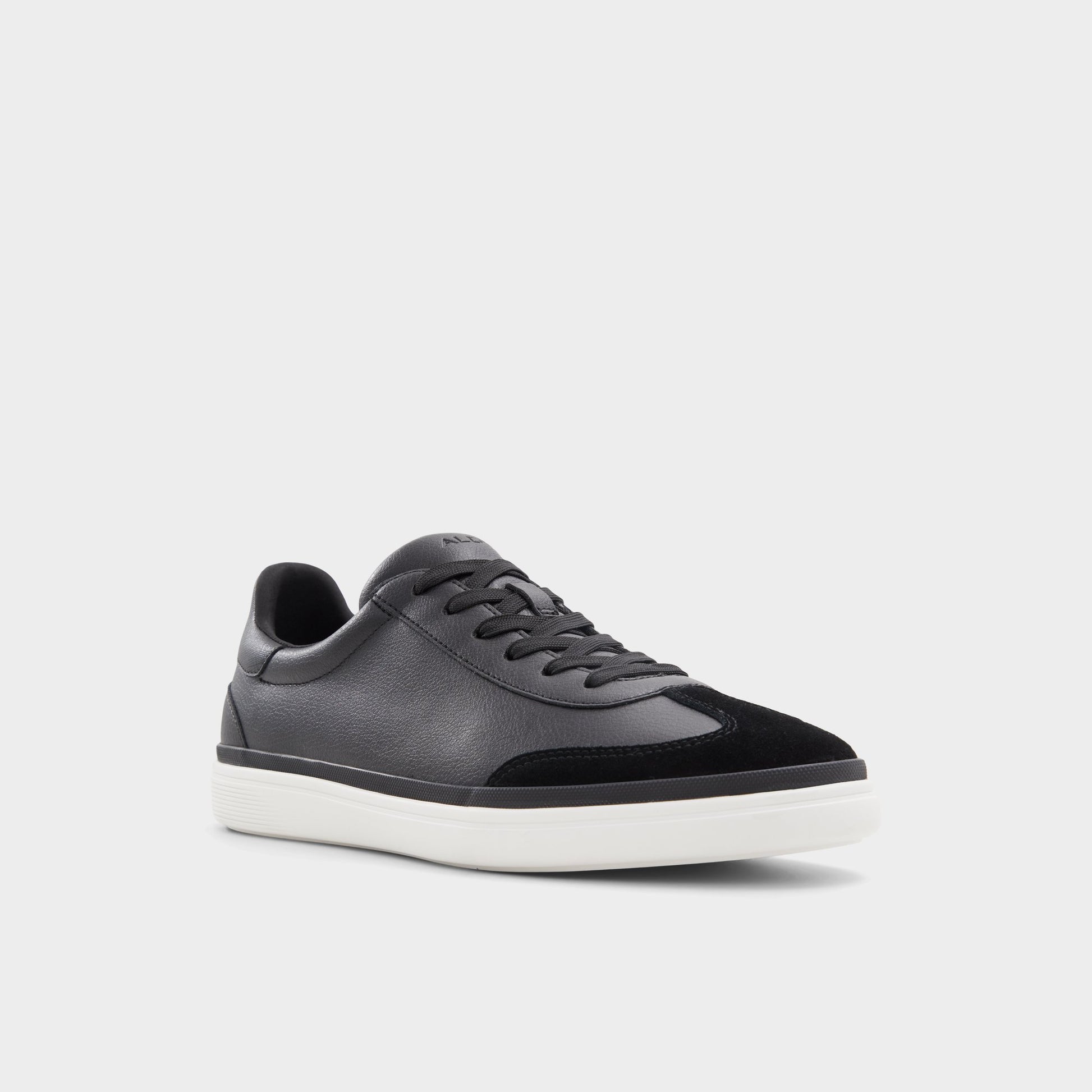 Three-quarter angle of Black Lido Low top sneaker's front side
