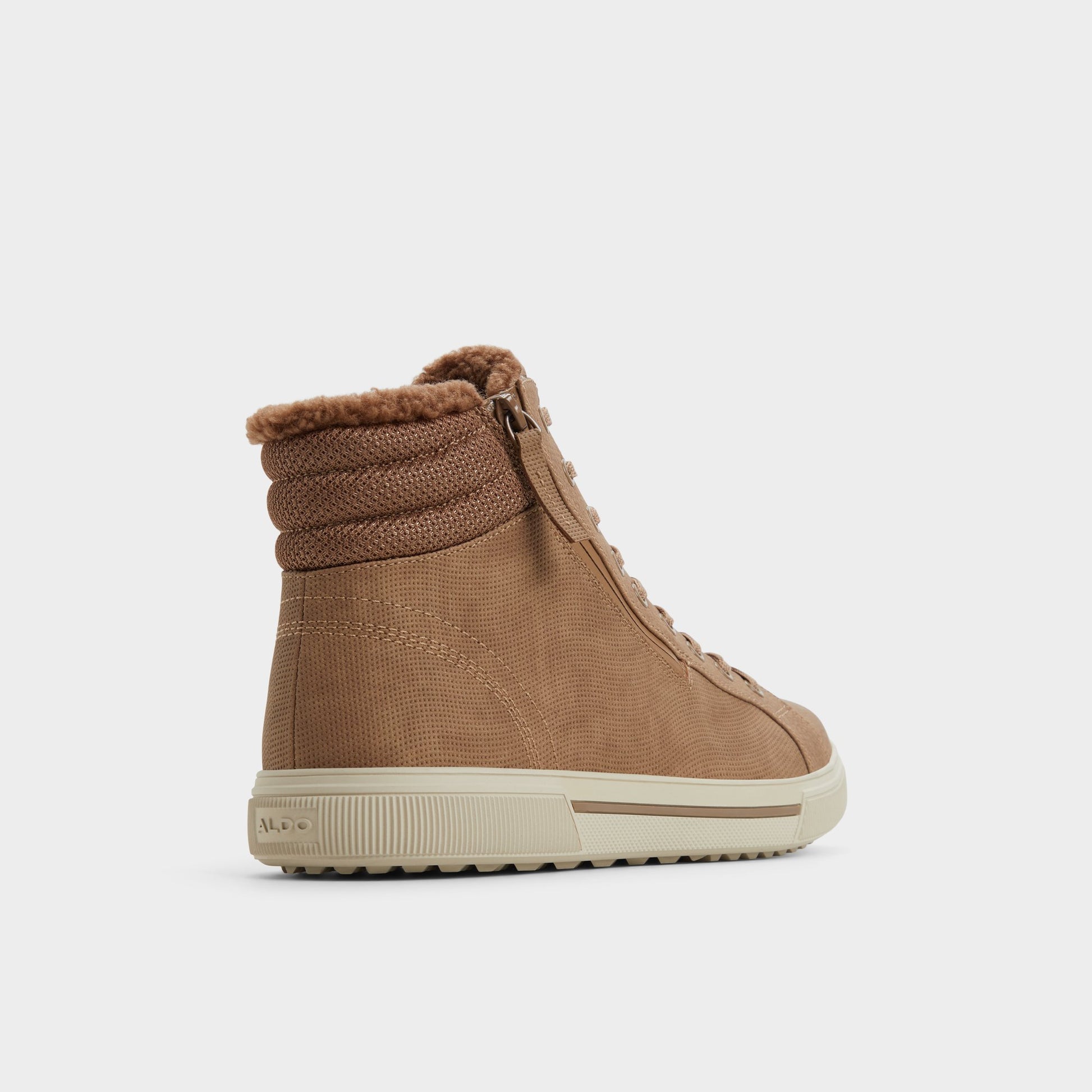 Three-quarter angle of Beige Preralithh-l Lace-up boot's back side