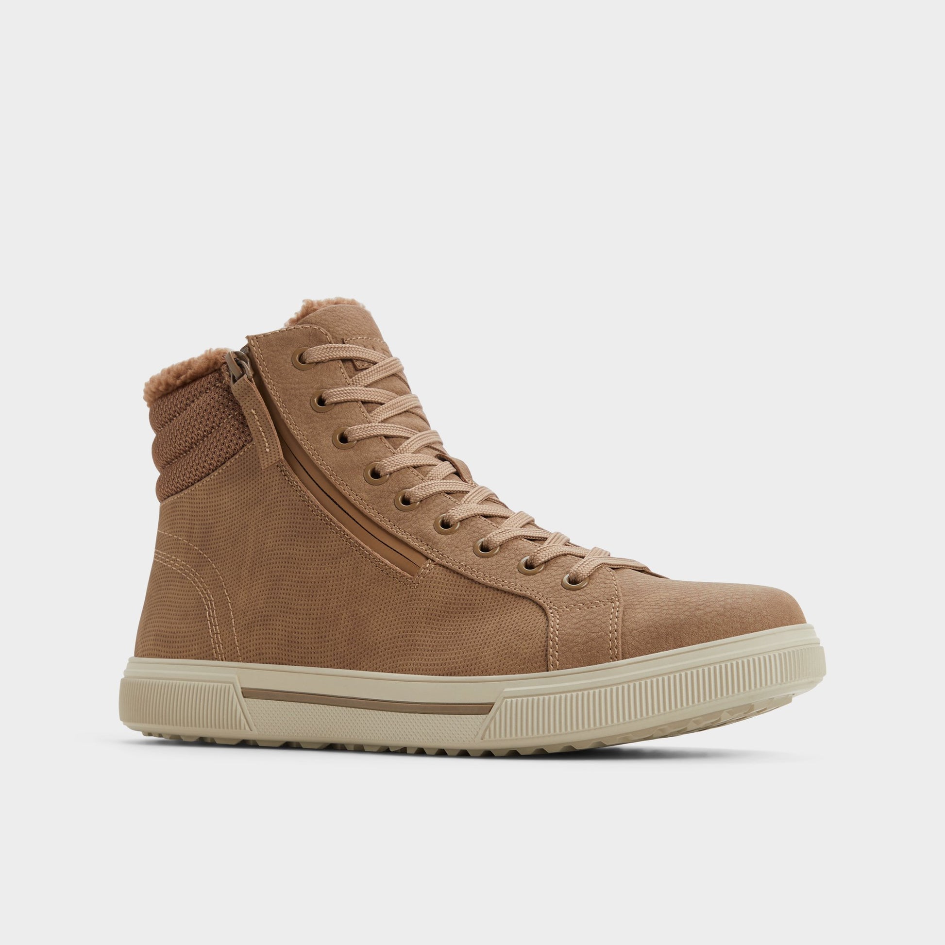Three-quarter angle of Beige Preralithh-l Lace-up boot's front side