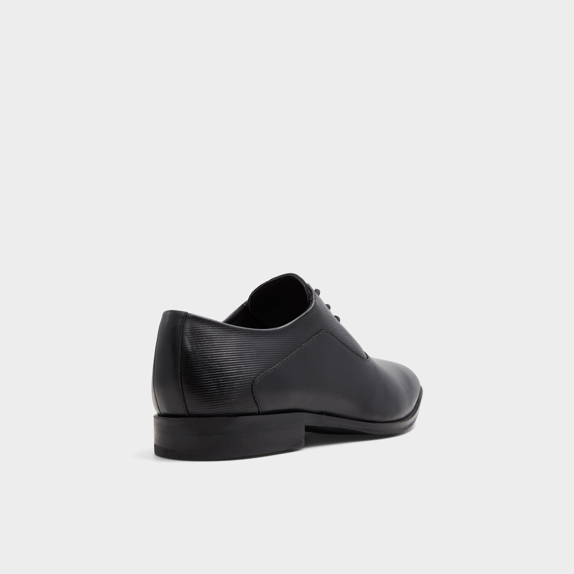 Three-quarter angle of Black Morio Oxford shoe's back side