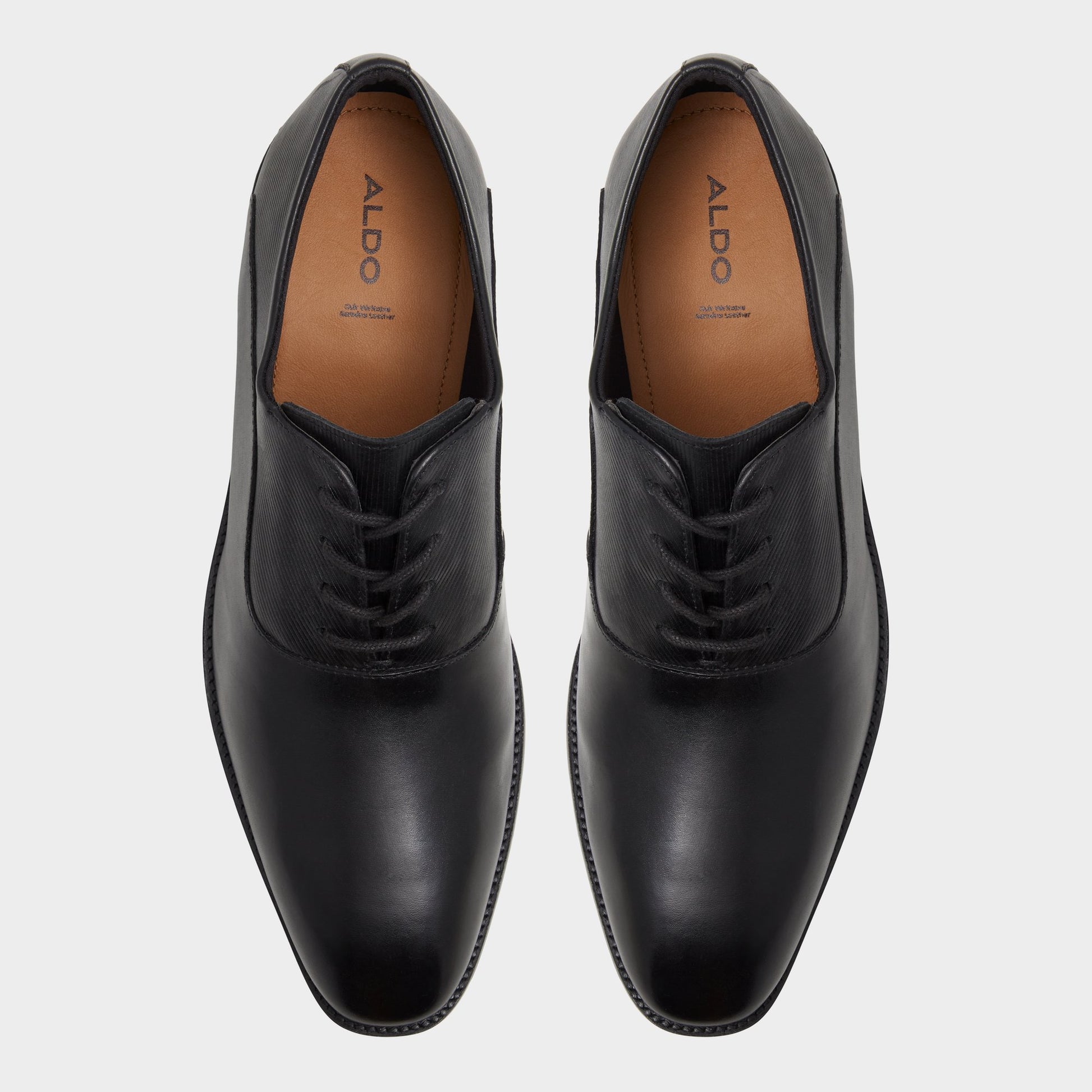 Top-down view of the Black Morio Oxford shoe