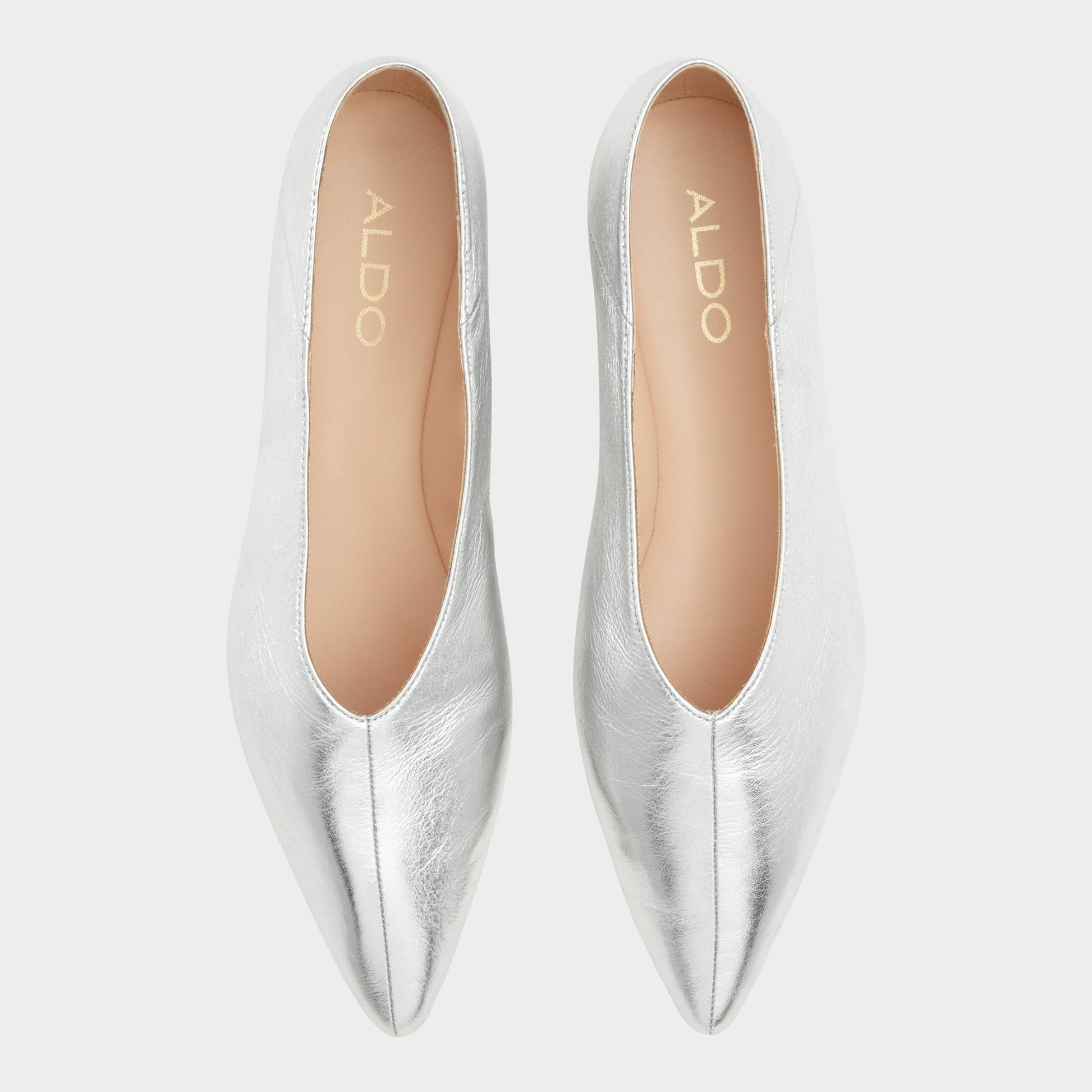 Top-down view of the Silver Zolissa Ballet flat