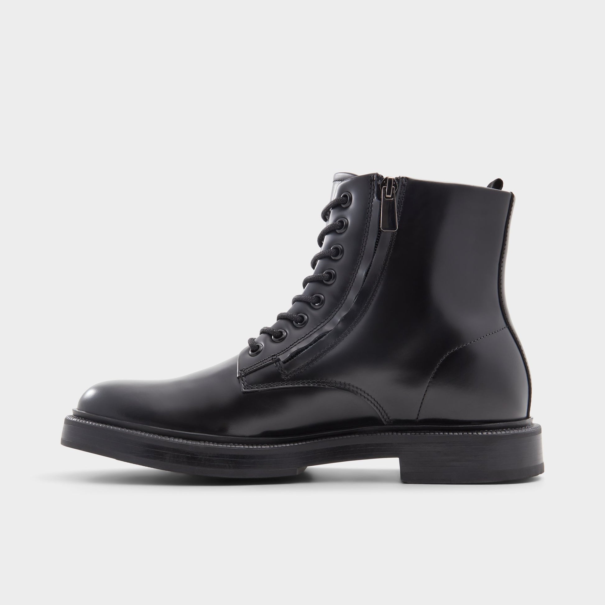 Side view of Black Cedar Lace-up boot