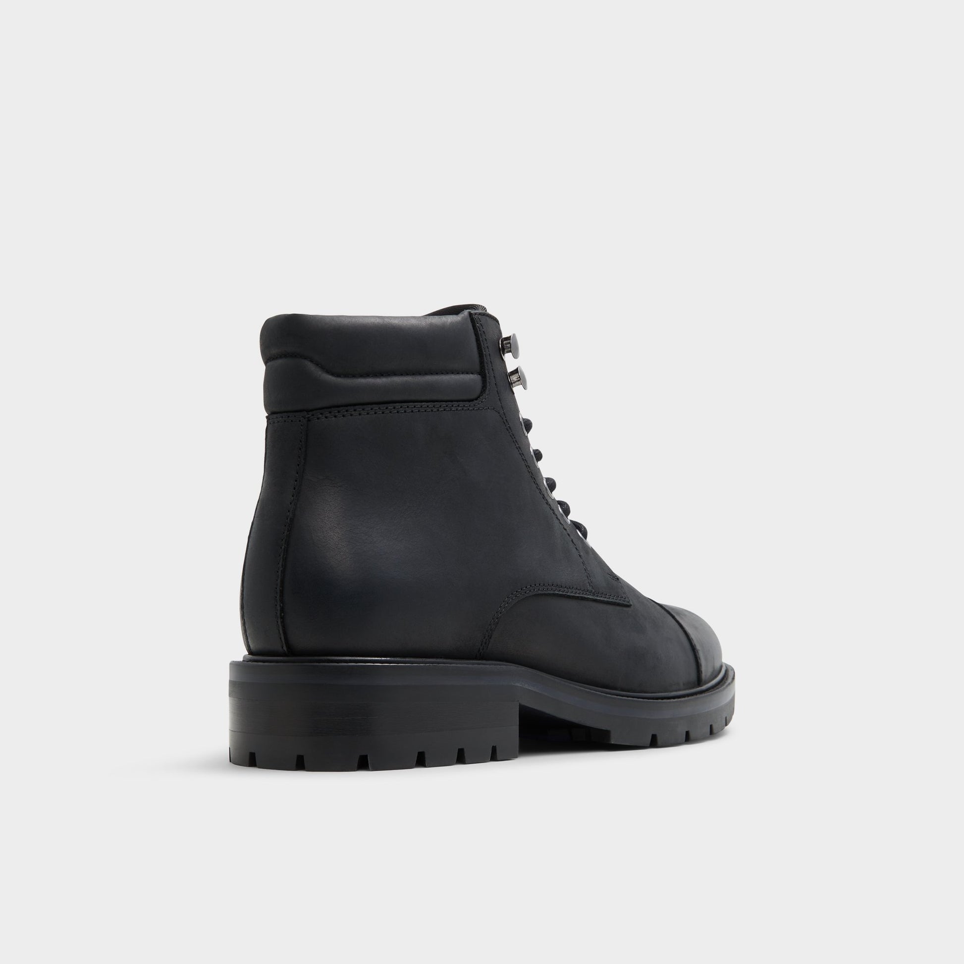 Three-quarter angle of Black Darionn Lace-up boot's back side