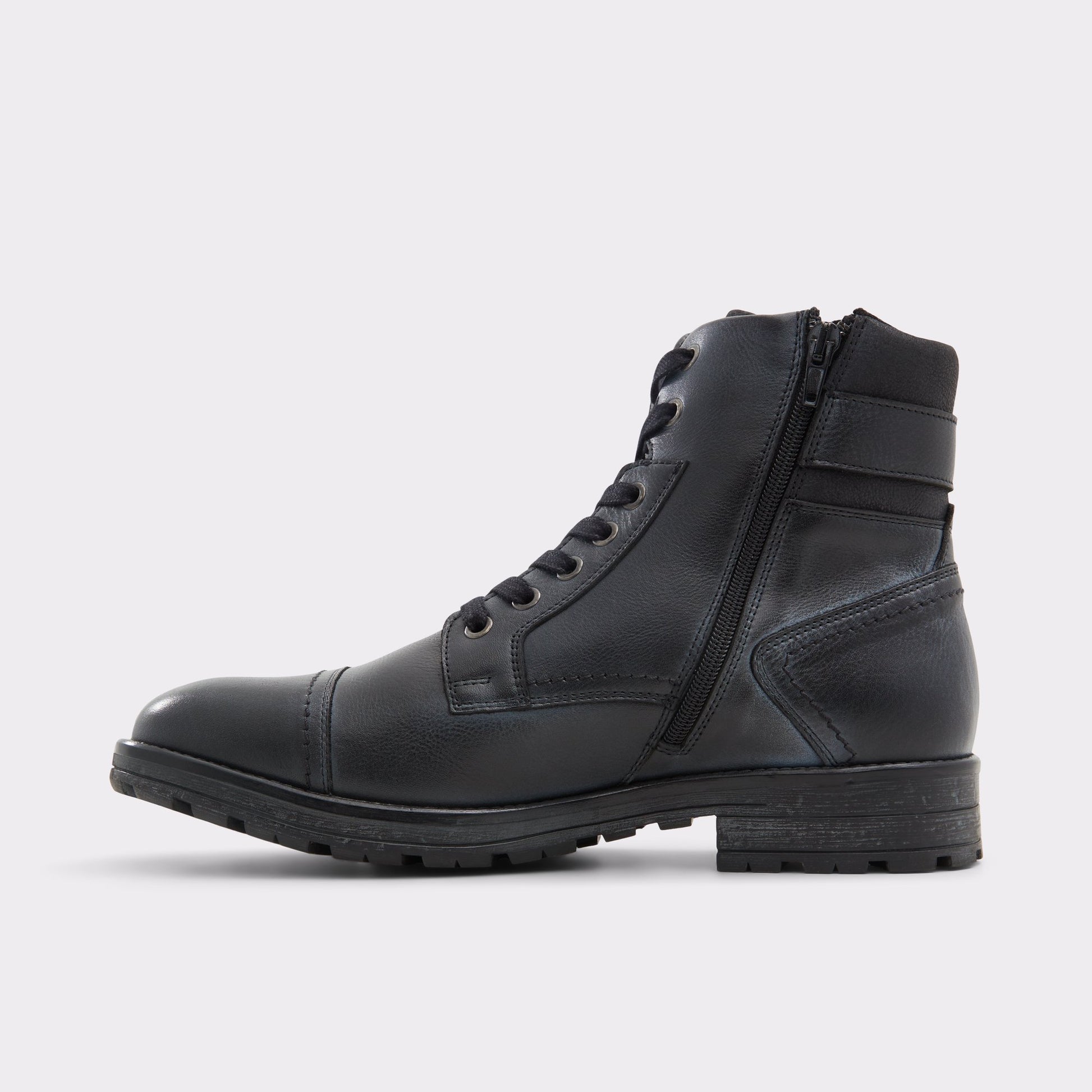 Vue latérale de Noir Granger Botte lacée