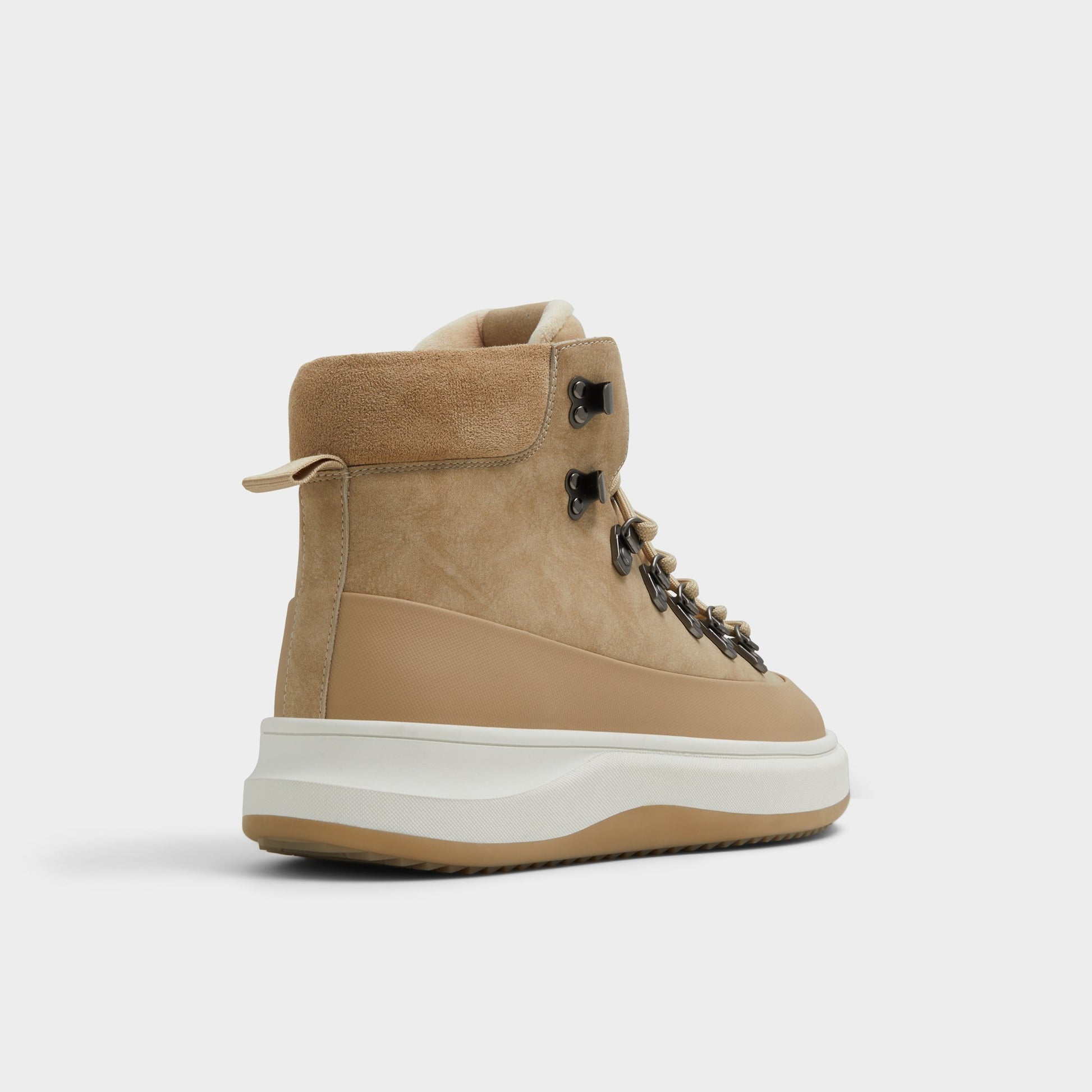 Three-quarter angle of Light Beige Gibson Lace-up boot's back side