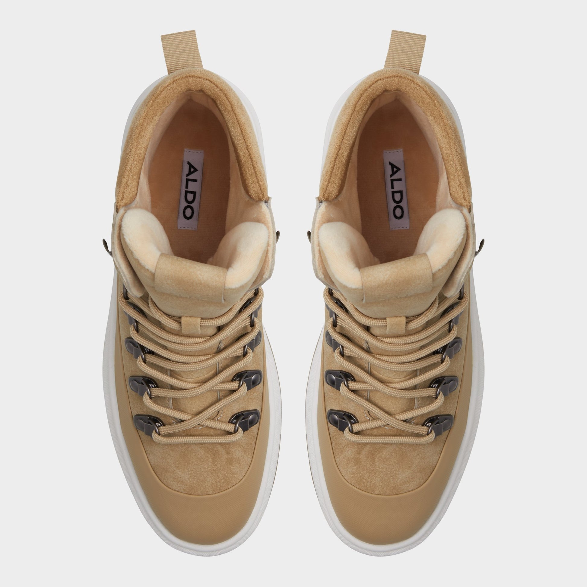 Top-down view of the Light Beige Gibson Lace-up boot