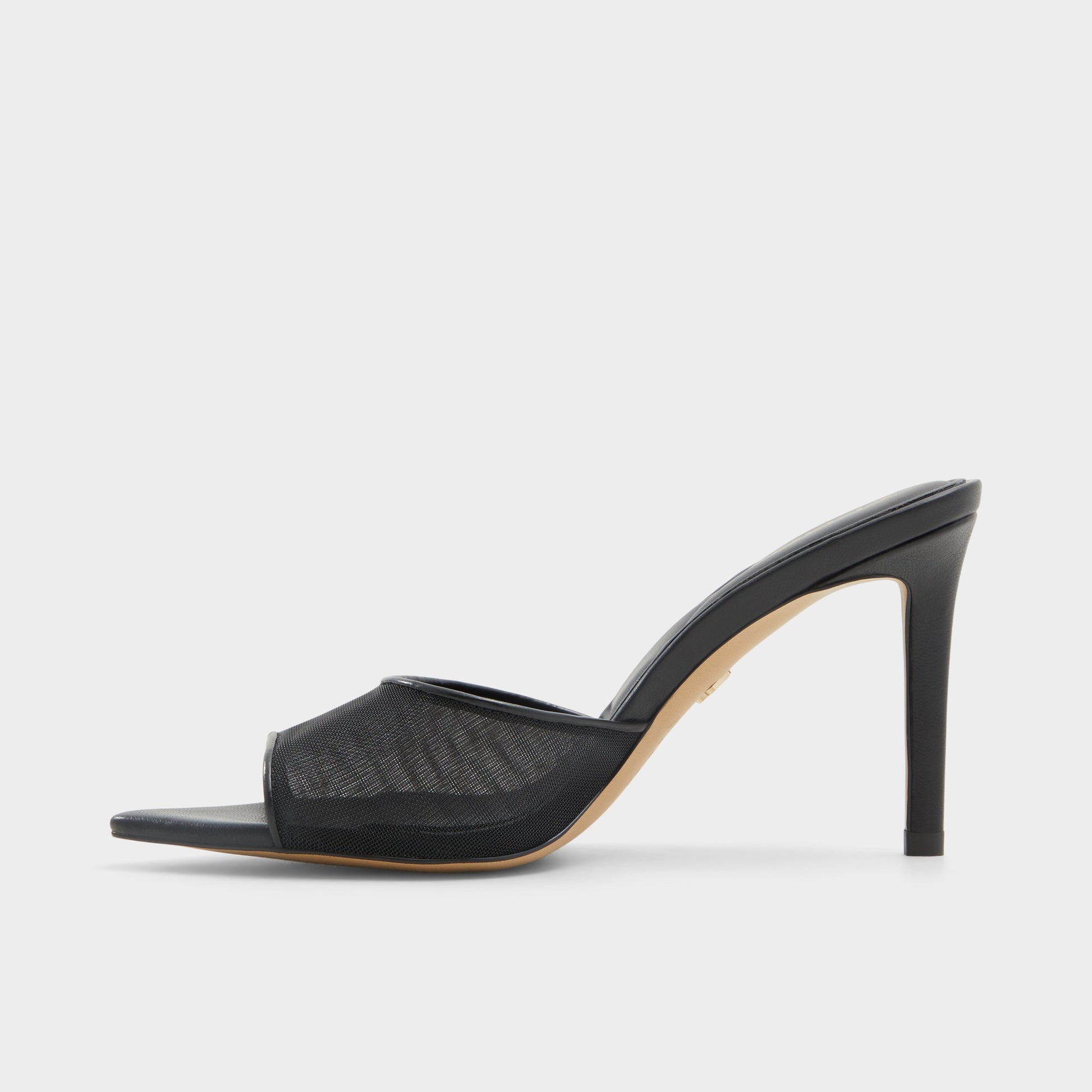 Side view of Black Anyabrilden Heeled mule