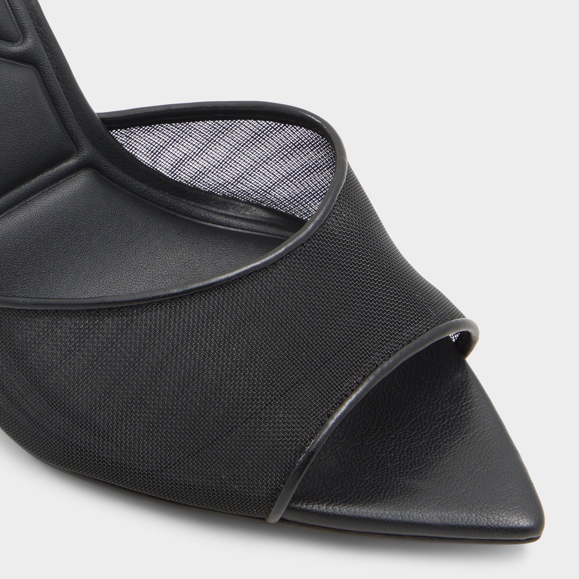 Close-up of the Black Anyabrilden Heeled mule