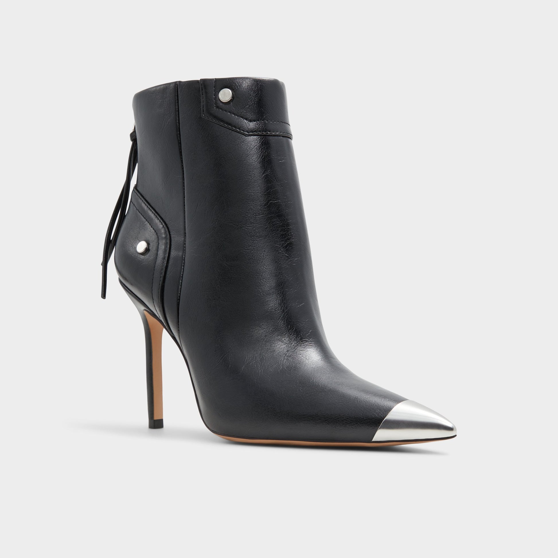 Three-quarter angle of Black Nilita Ankle boot's front side