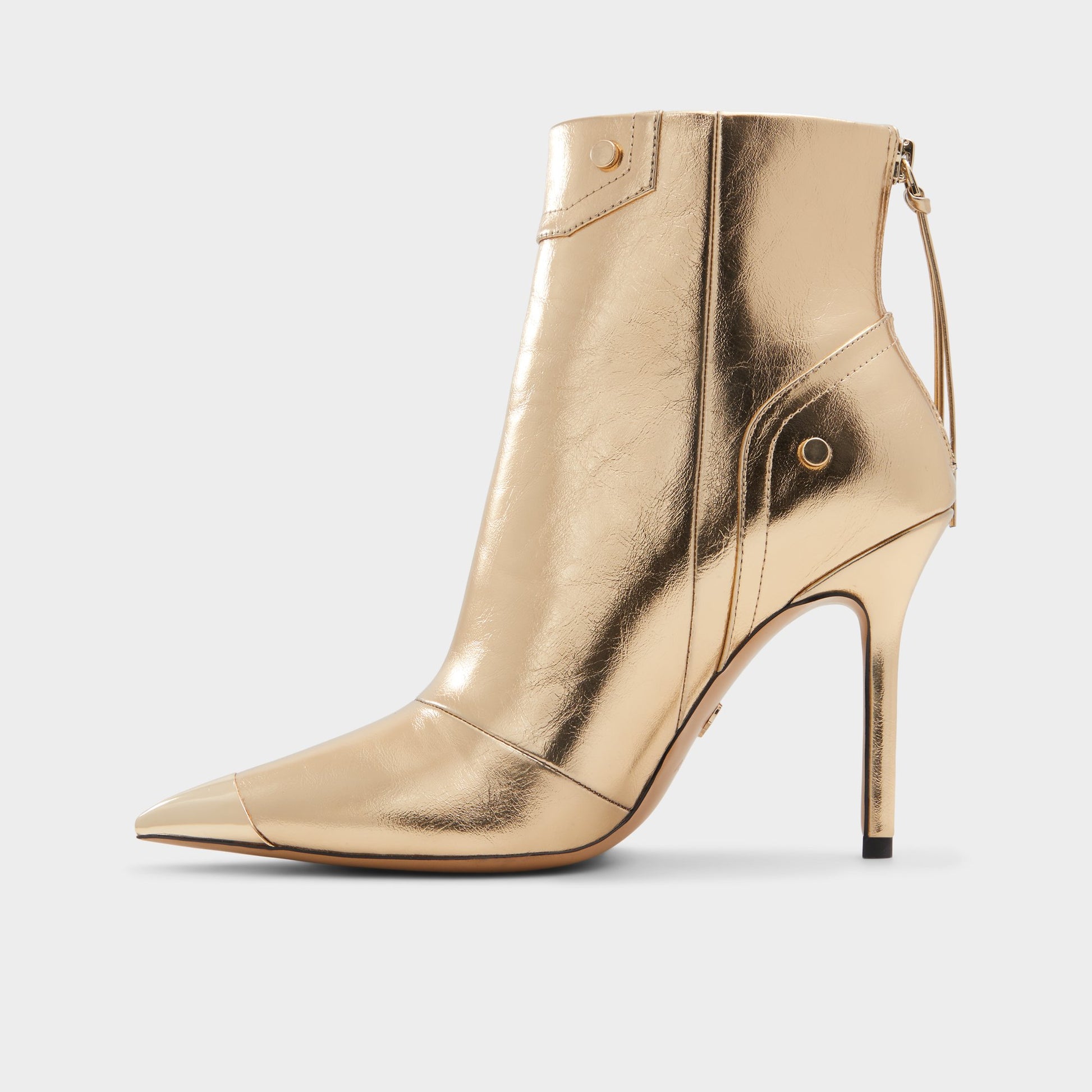 Side view of Gold Nilita Ankle boot