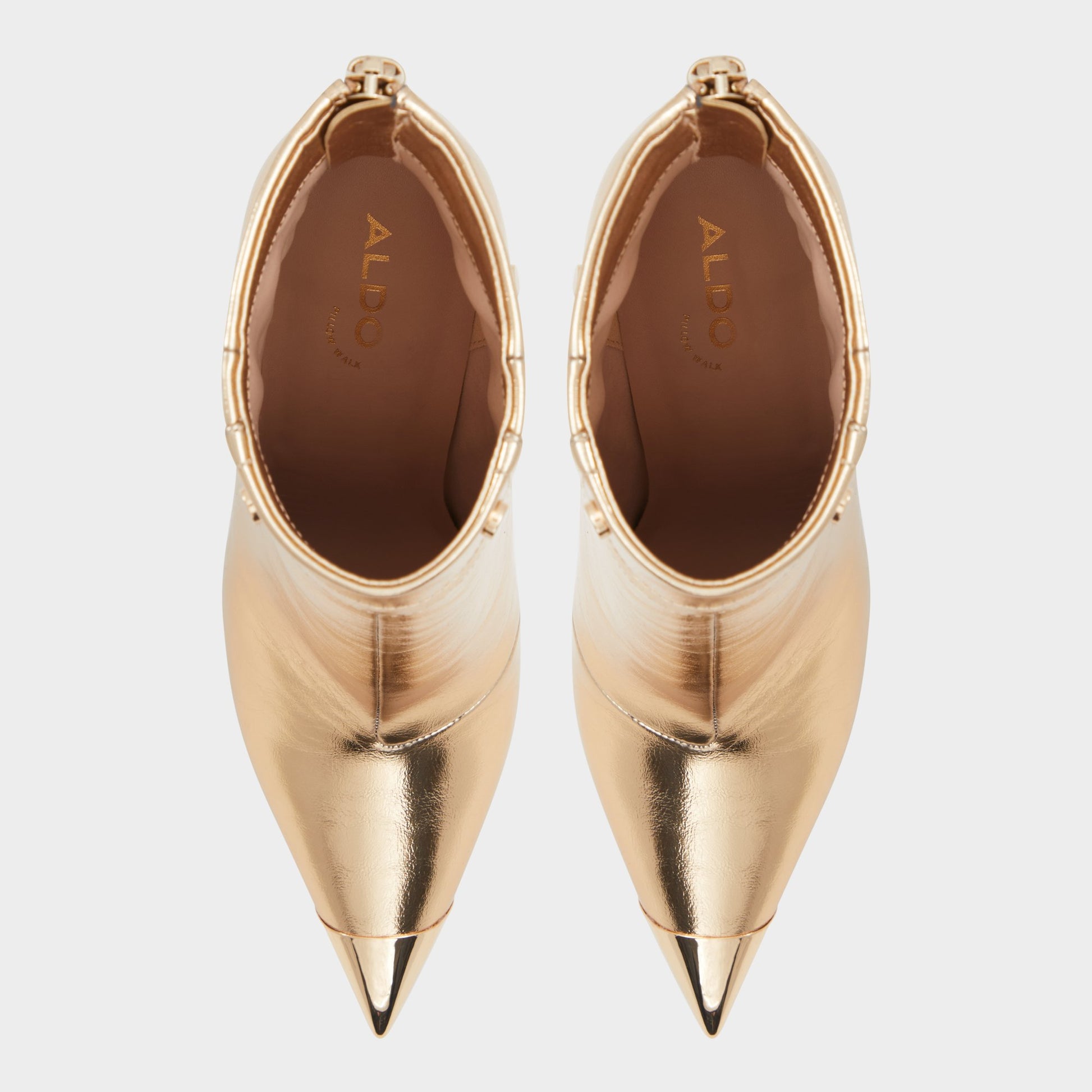 Top-down view of the Gold Nilita Ankle boot