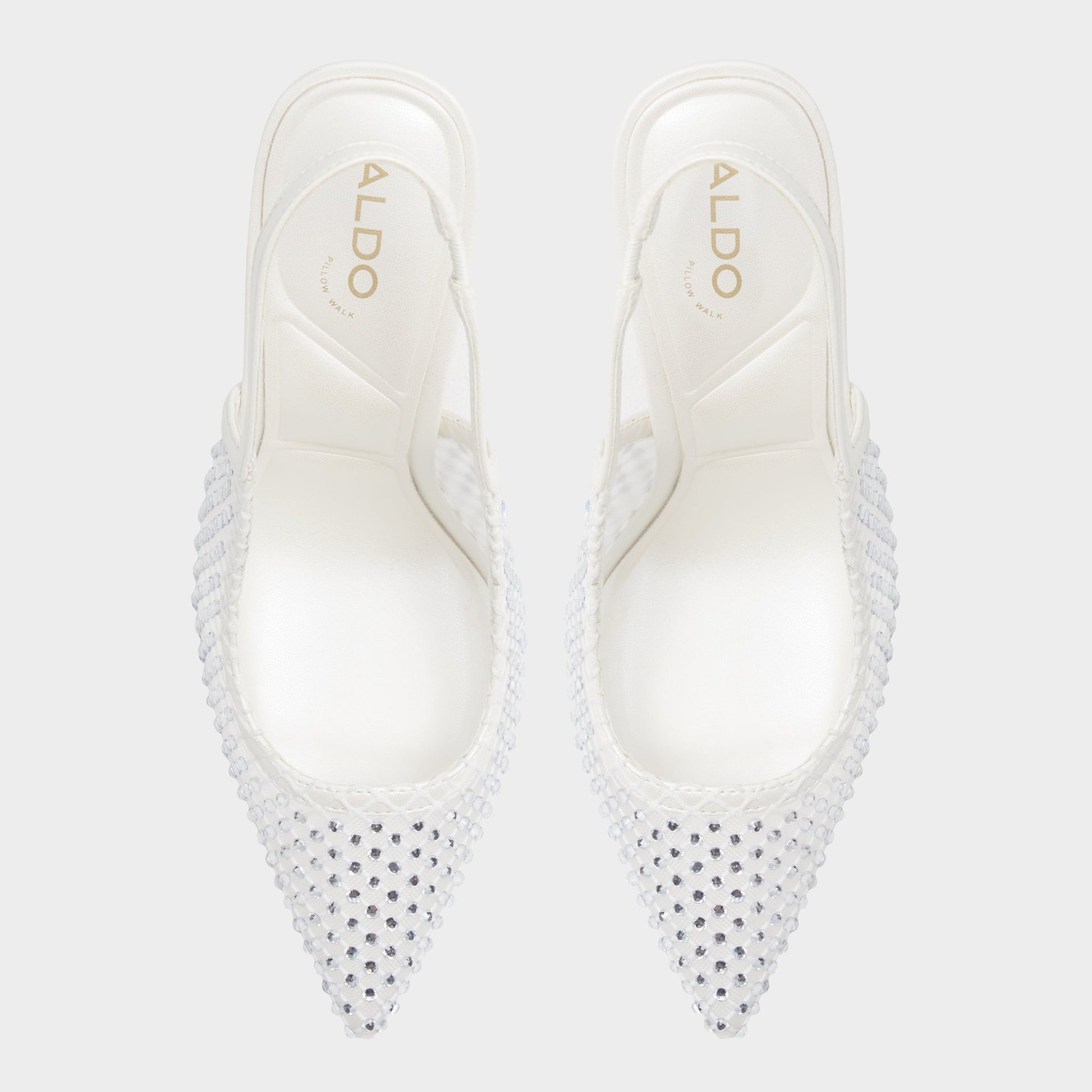 Top-down view of the White/Bone Marciana Slingback heel