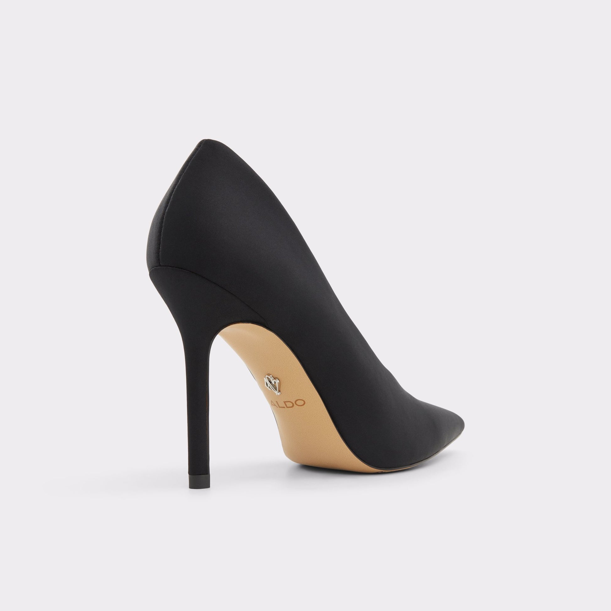 Three-quarter angle of Black Lessy Pump's back side