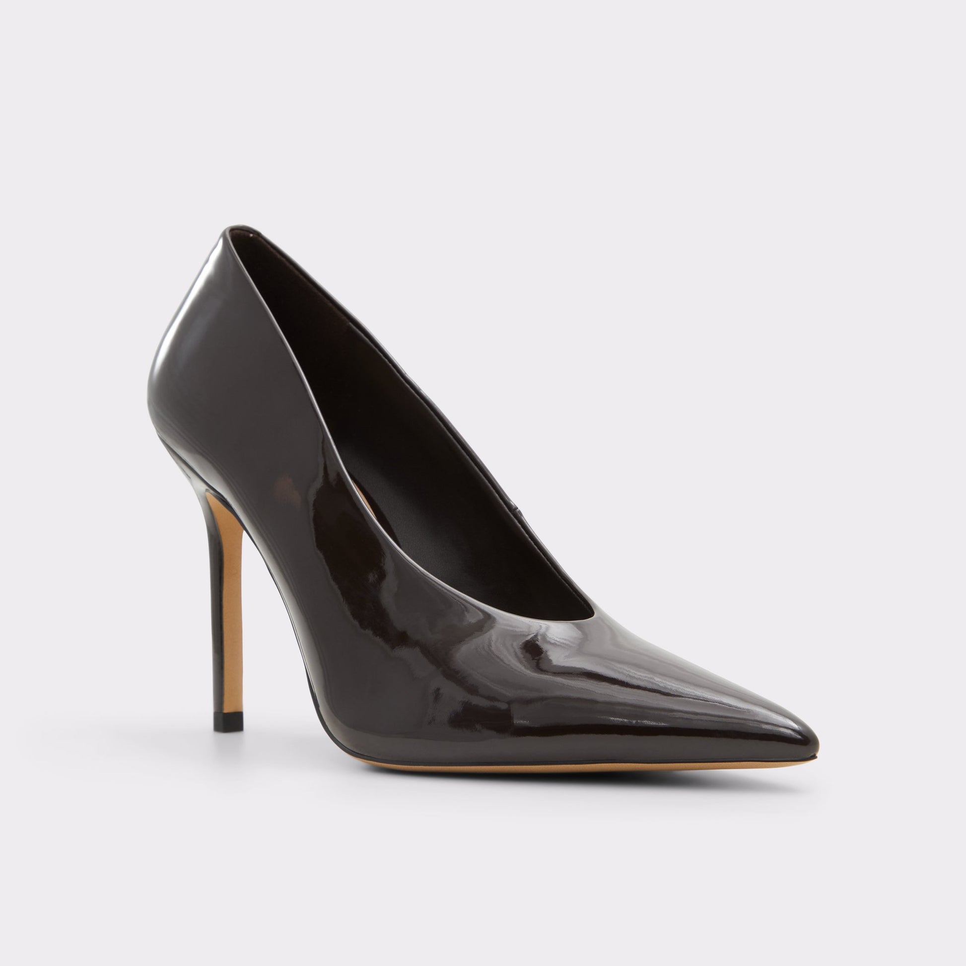 Three-quarter angle of Dark Brown Lessy Pump's front side