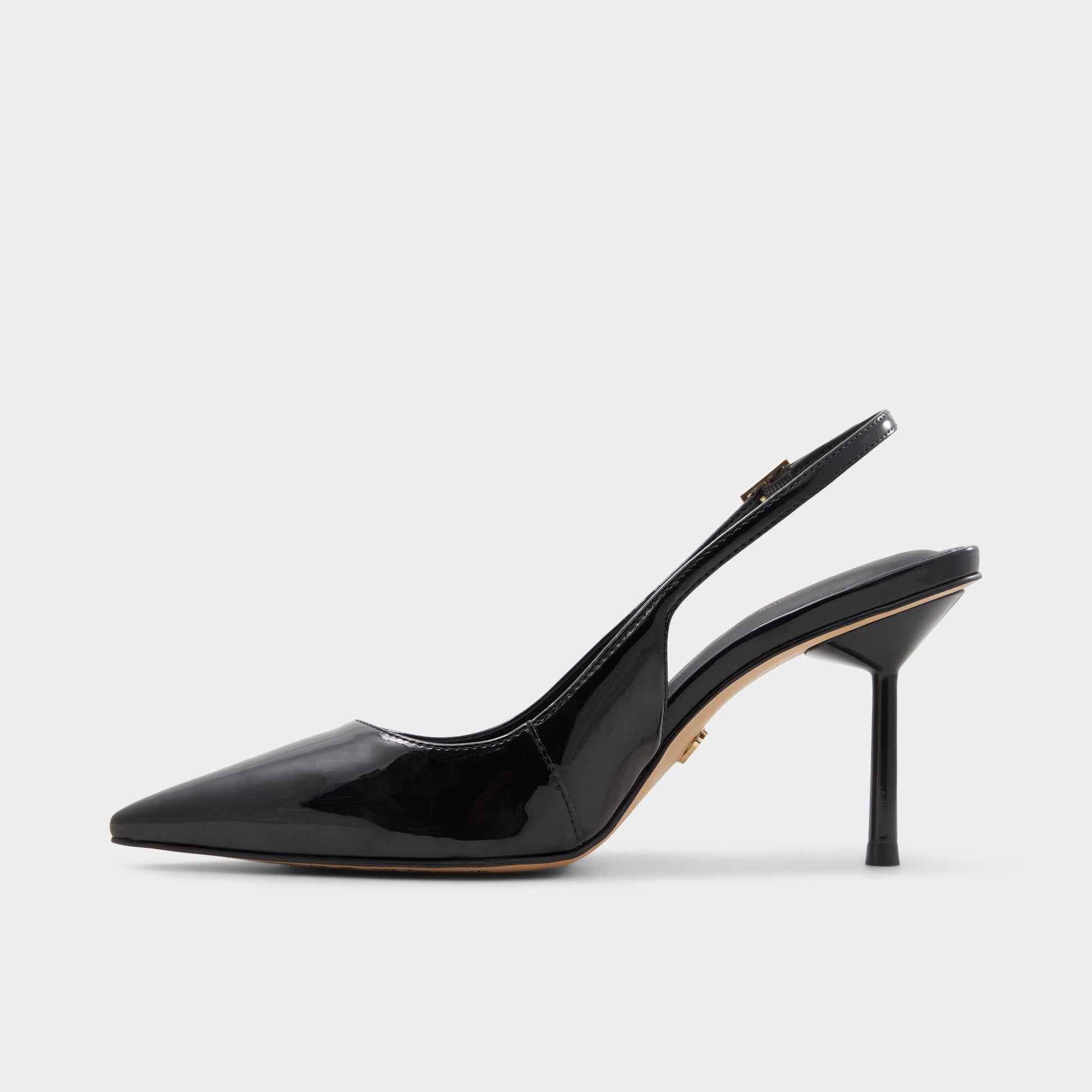 Side view of Black Seralina Slingback heel