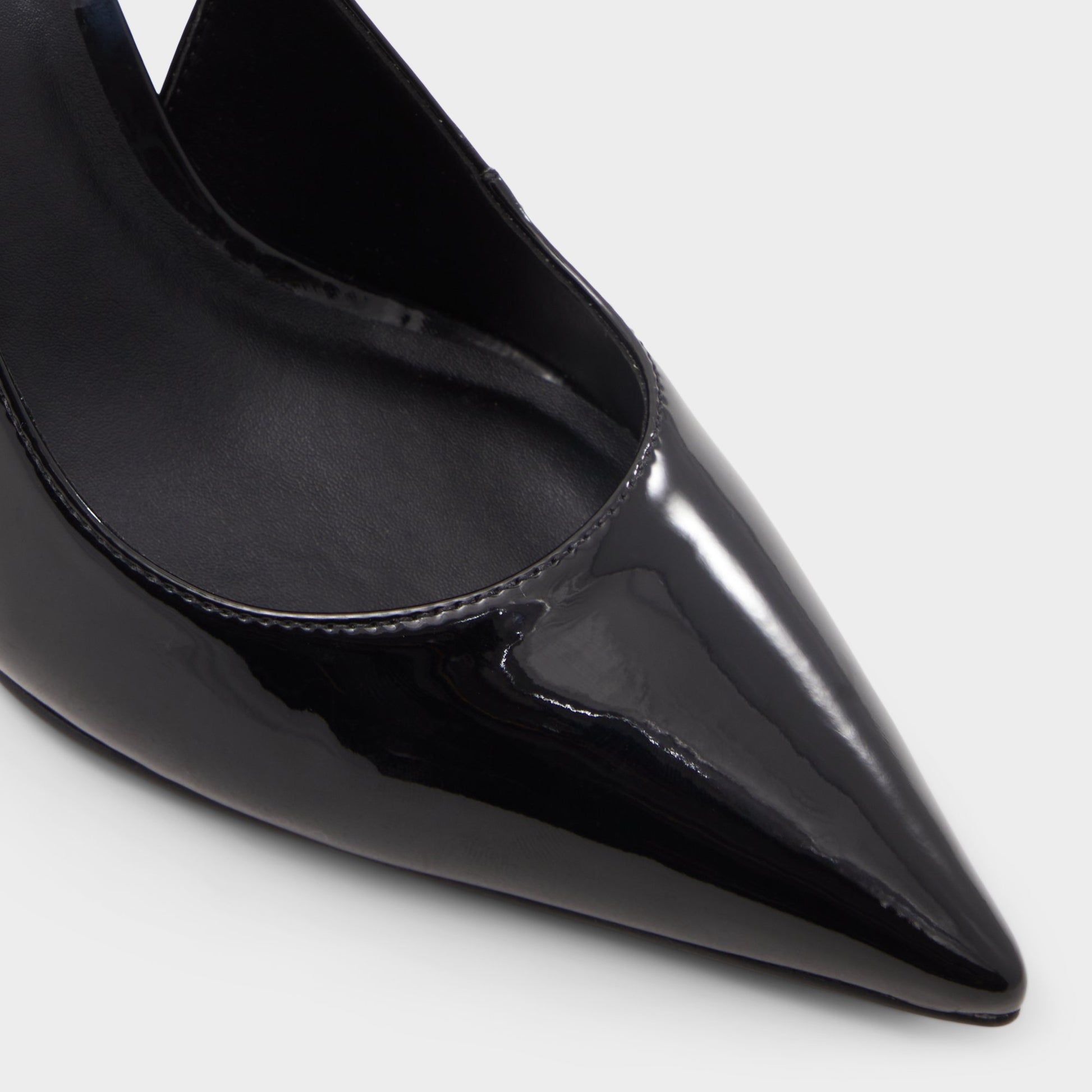 Close-up of the Black Seralina Slingback heel