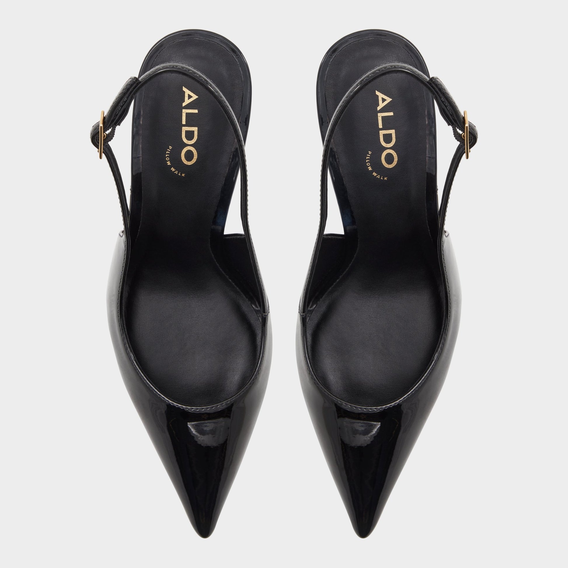 Top-down view of the Black Seralina Slingback heel