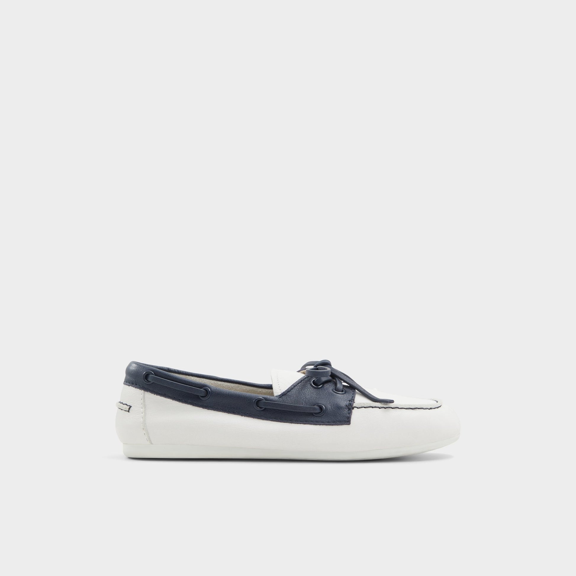 Main View of White/Navy Sail Boat shoe for Womens