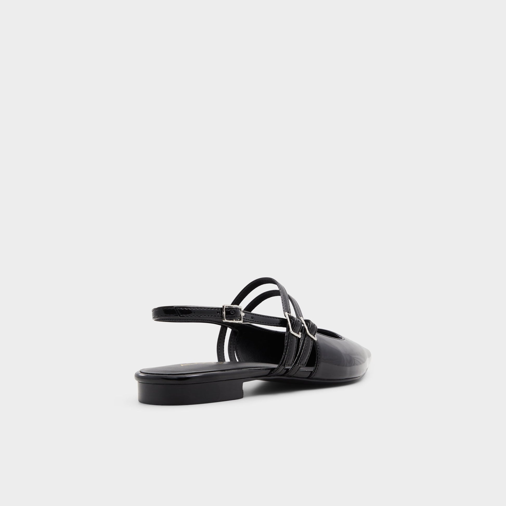 Three-quarter angle of Black Tossa Slingback ballet flat's back side