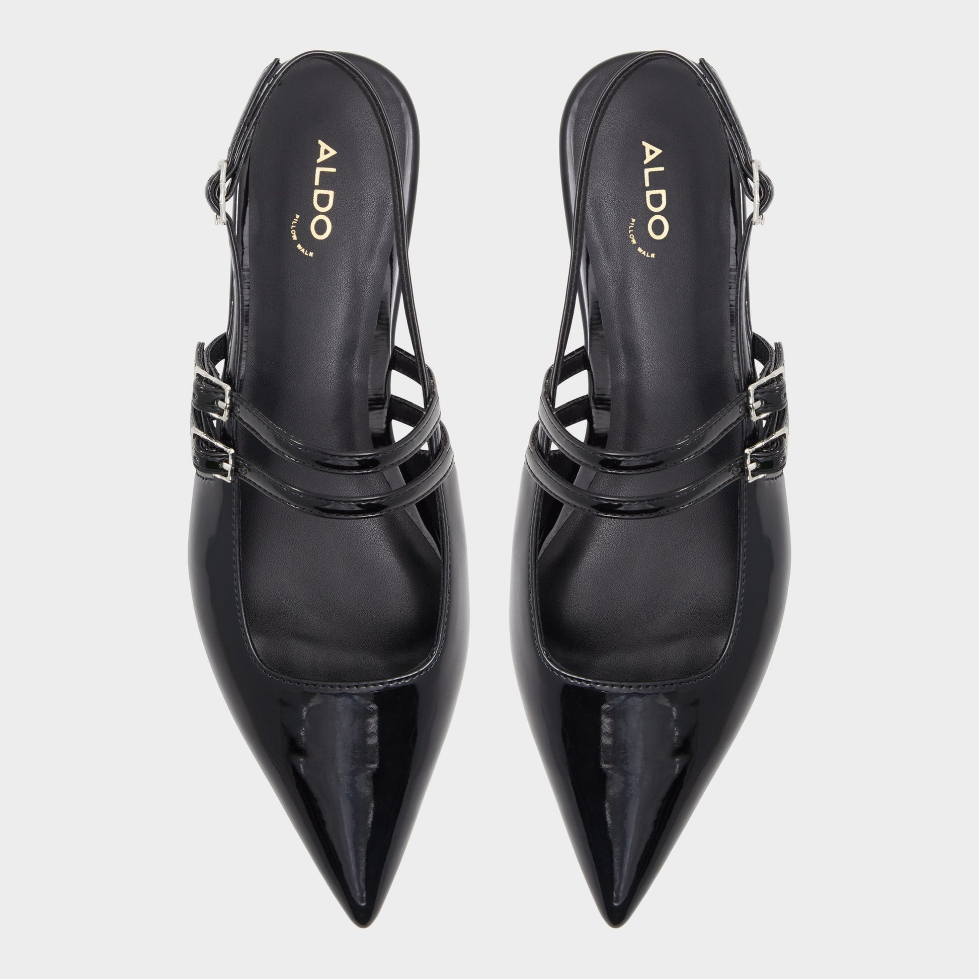 Top-down view of the Black Tossa Slingback ballet flat