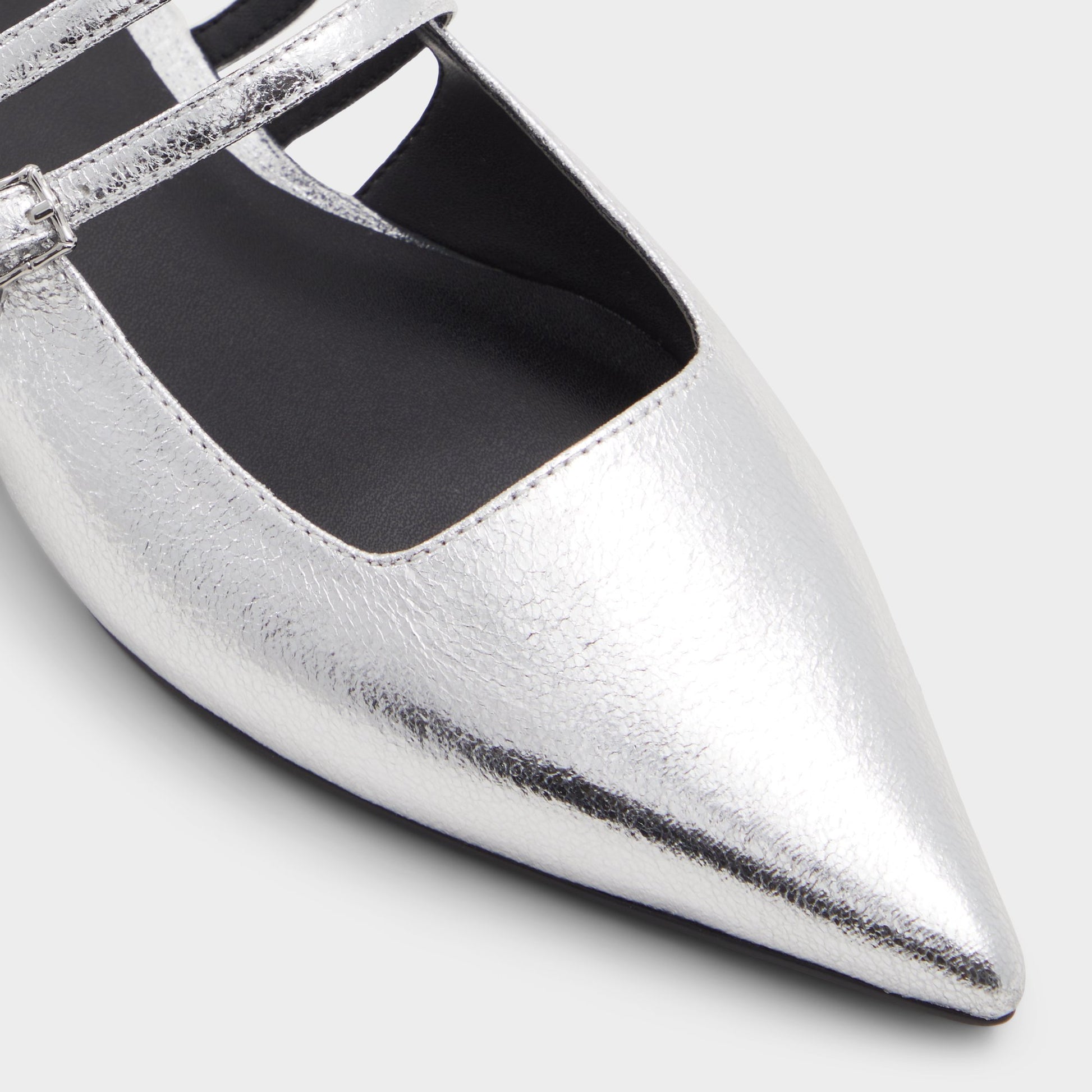 Close-up of the Silver Tossa Slingback ballet flat