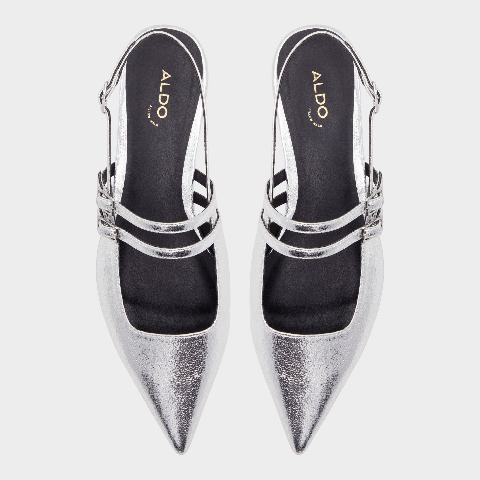 Top-down view of the Silver Tossa Slingback ballet flat