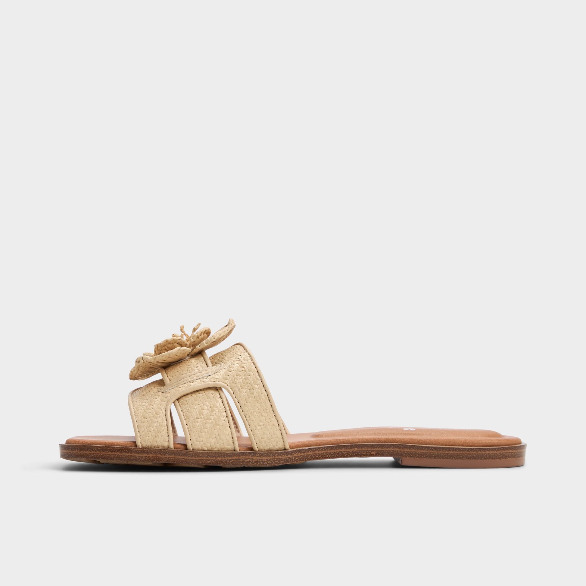 Side view of Light Beige Seaflower Slide sandal