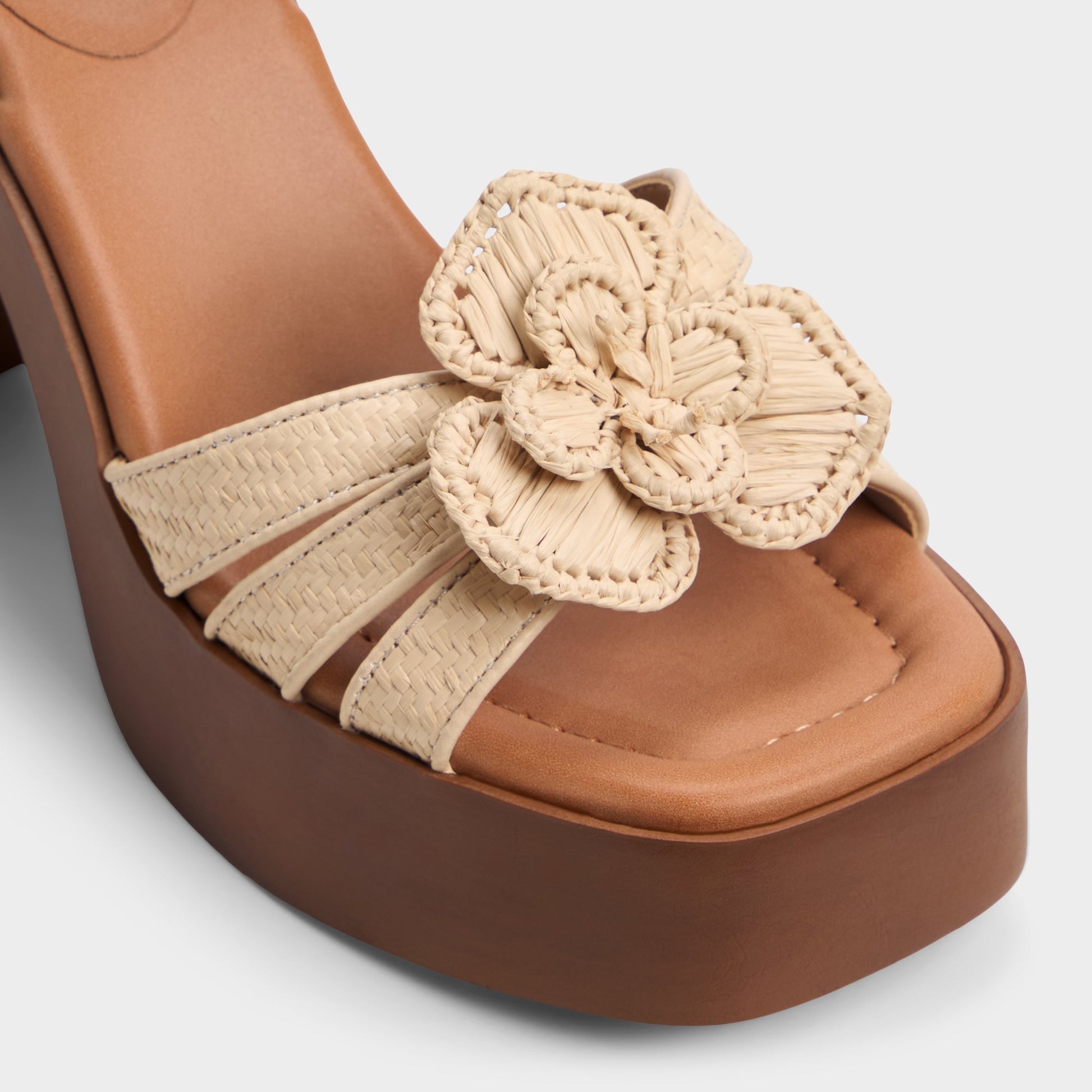 Close-up of the Light Beige Beachbloom Strappy heeled sandal