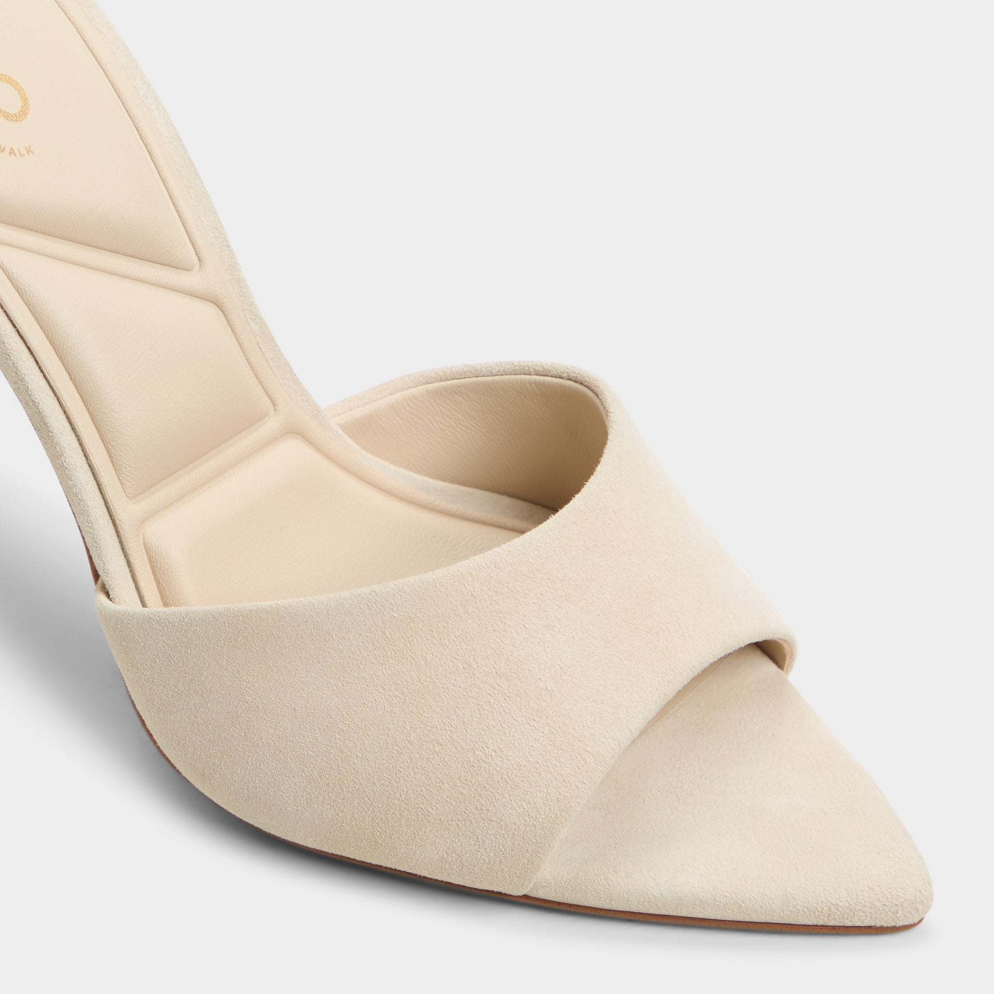 Close-up of the Bone Seashella Heeled mule