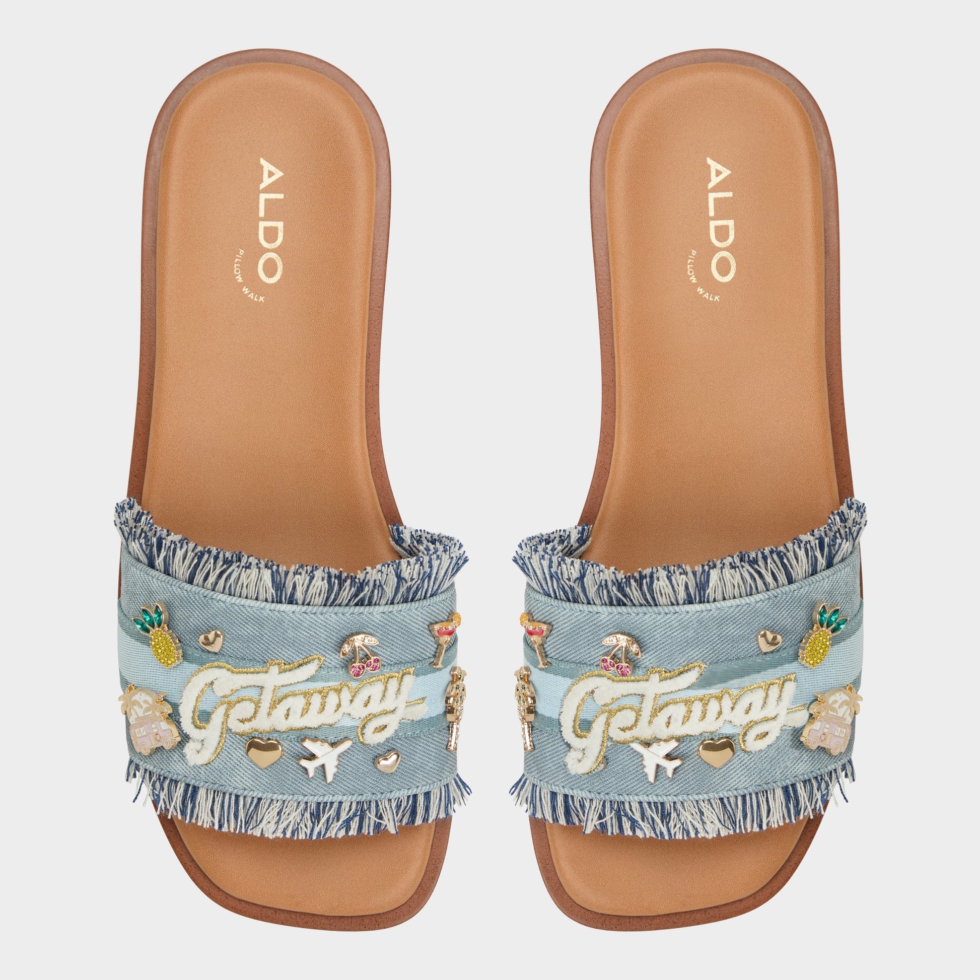 Top-down view of the Denim Beachside Slide sandal