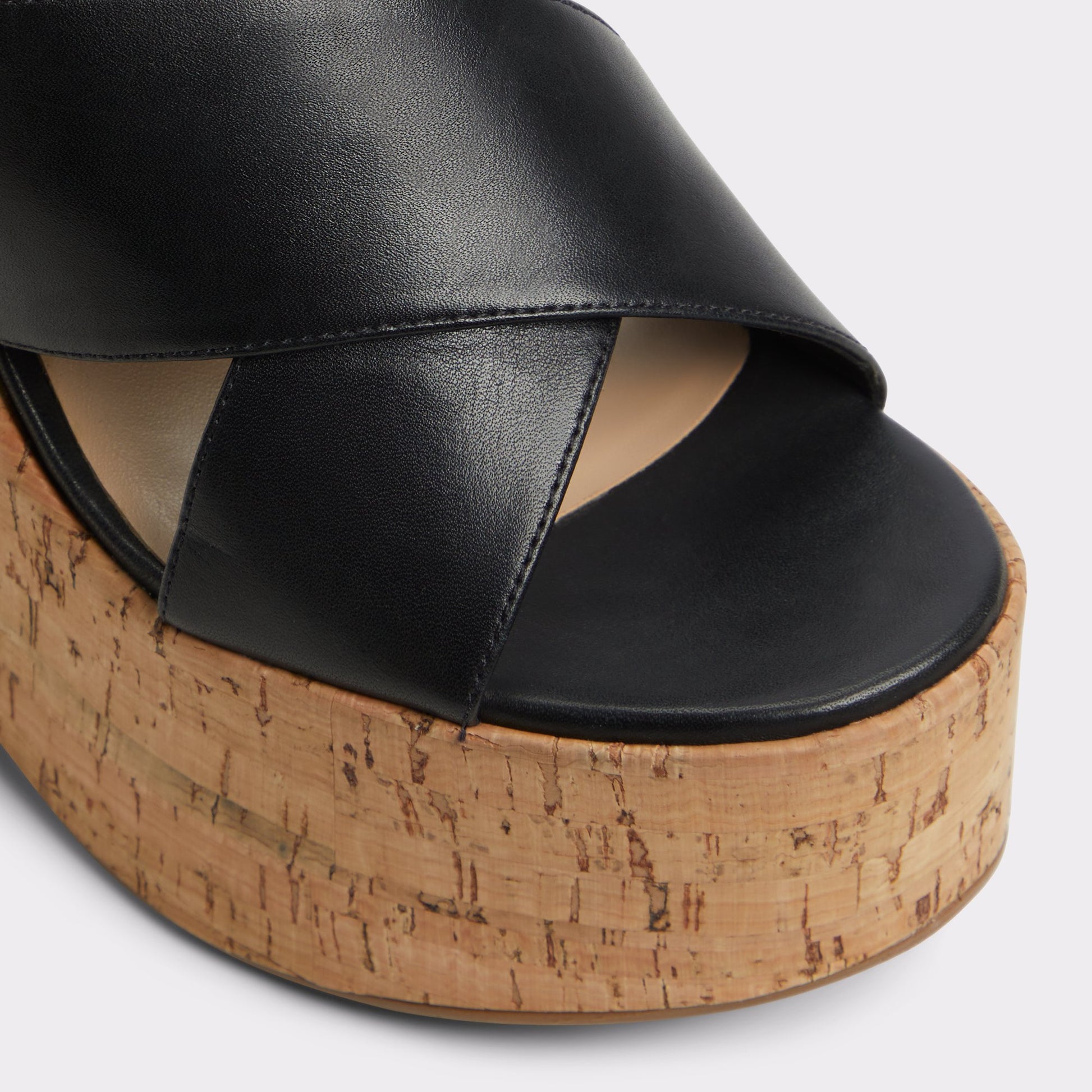 Close-up of the Black Sandcastle Strappy wedge sandal