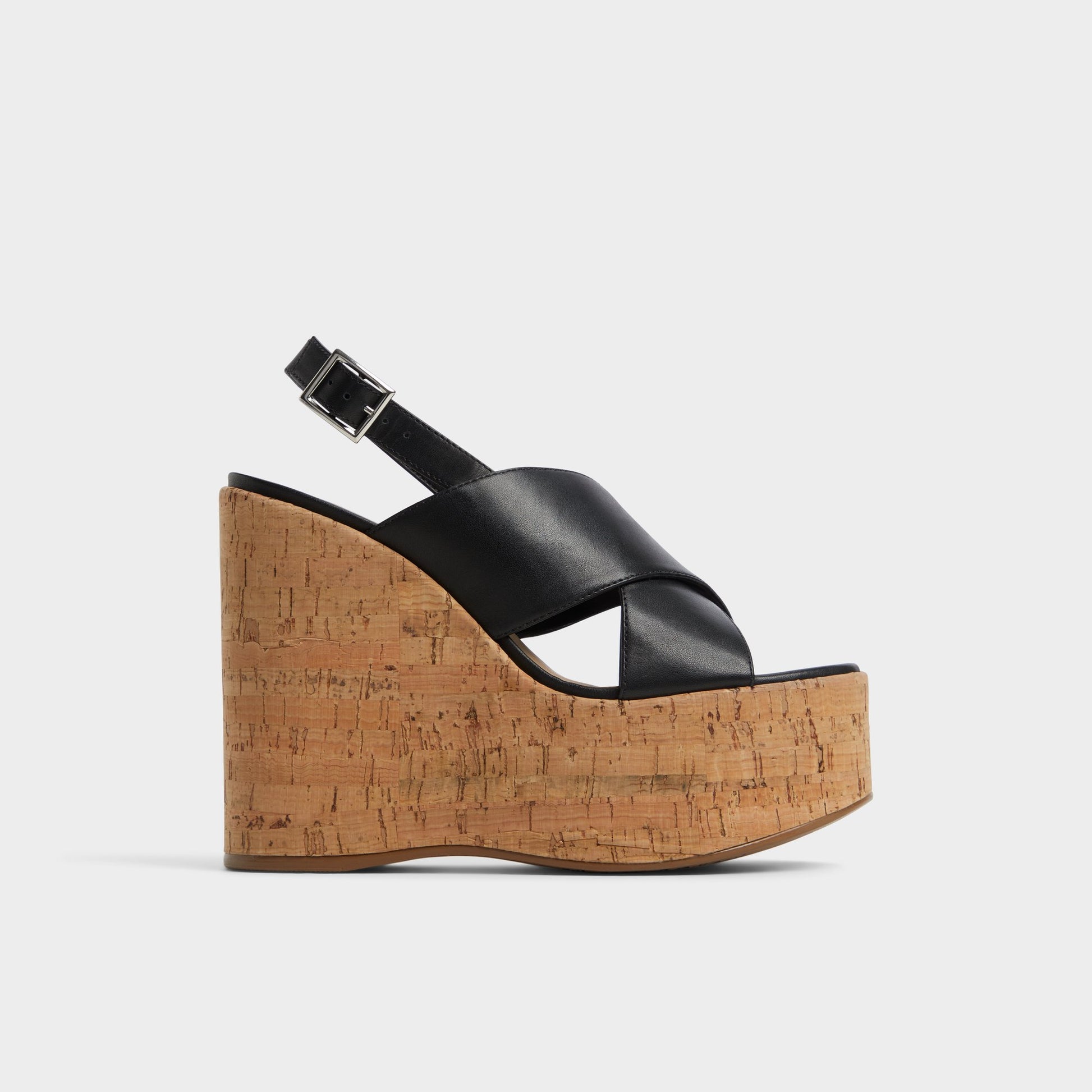 Main View of Black Sandcastle Strappy wedge sandal for Womens