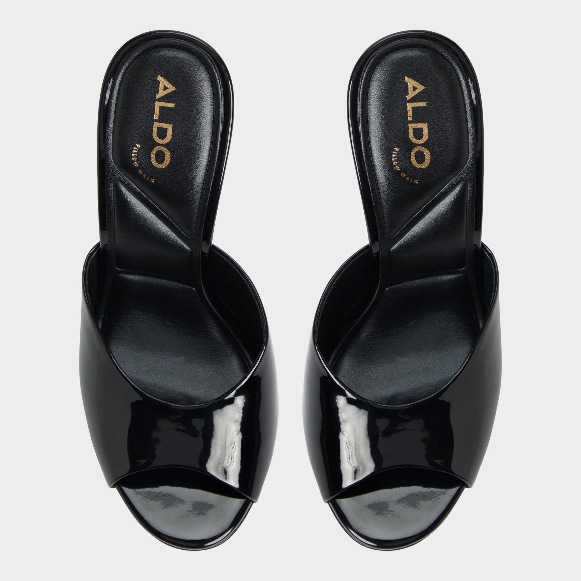 Top-down view of the Black Fidelia Heeled mule