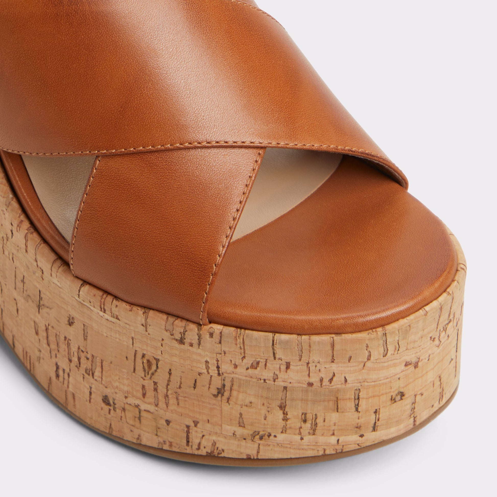 Close-up of the Light Brown Sandcastle Strappy wedge sandal
