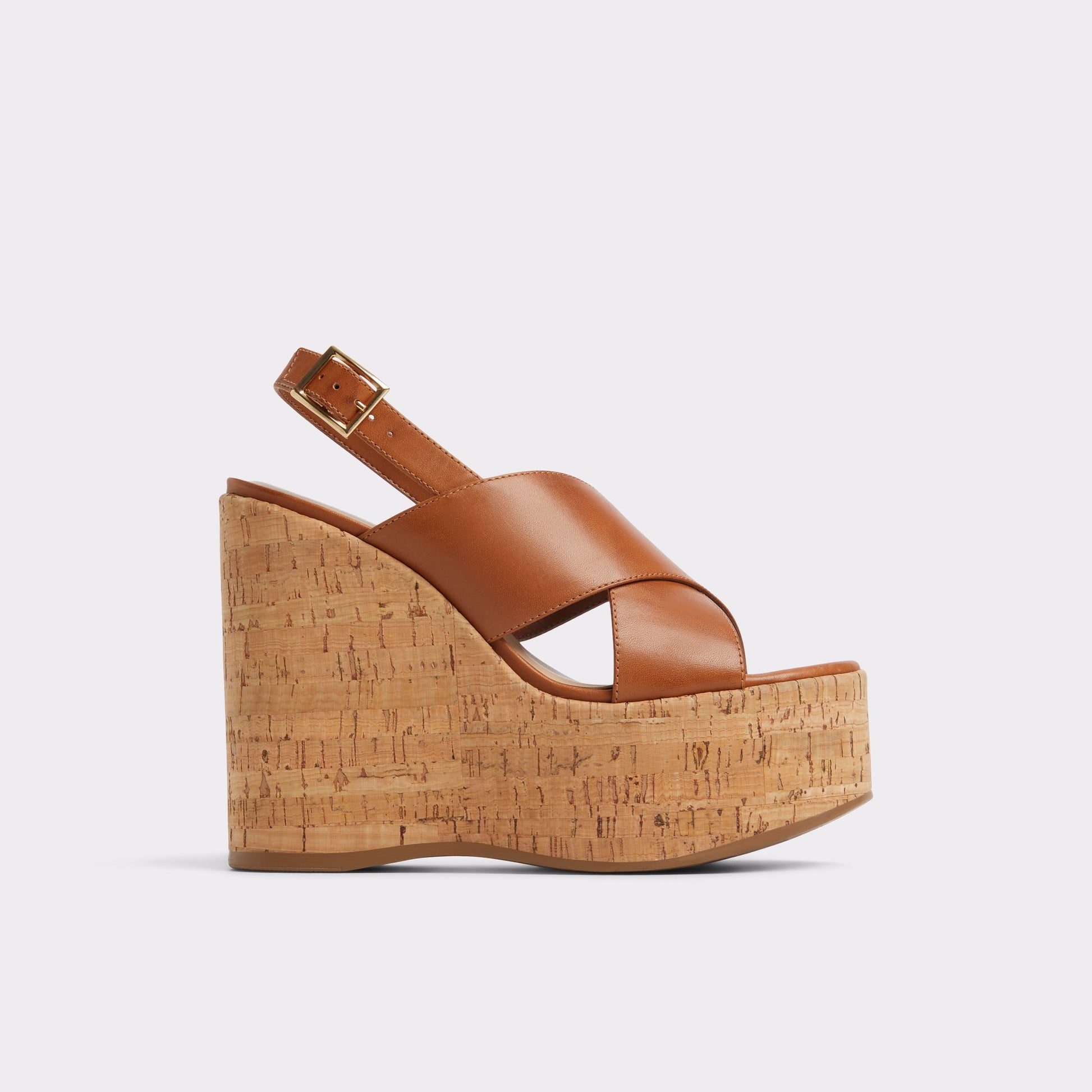 Main View of Light Brown Sandcastle Strappy wedge sandal for Womens