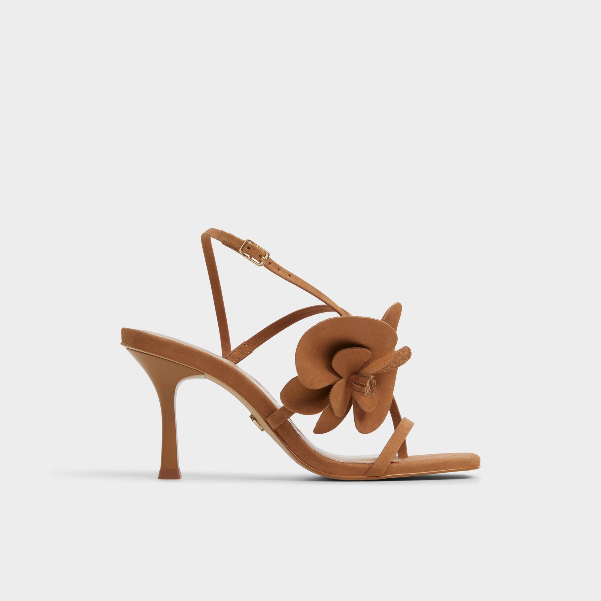 Main View of Light Brown Sandflower Strappy heeled sandal for Womens