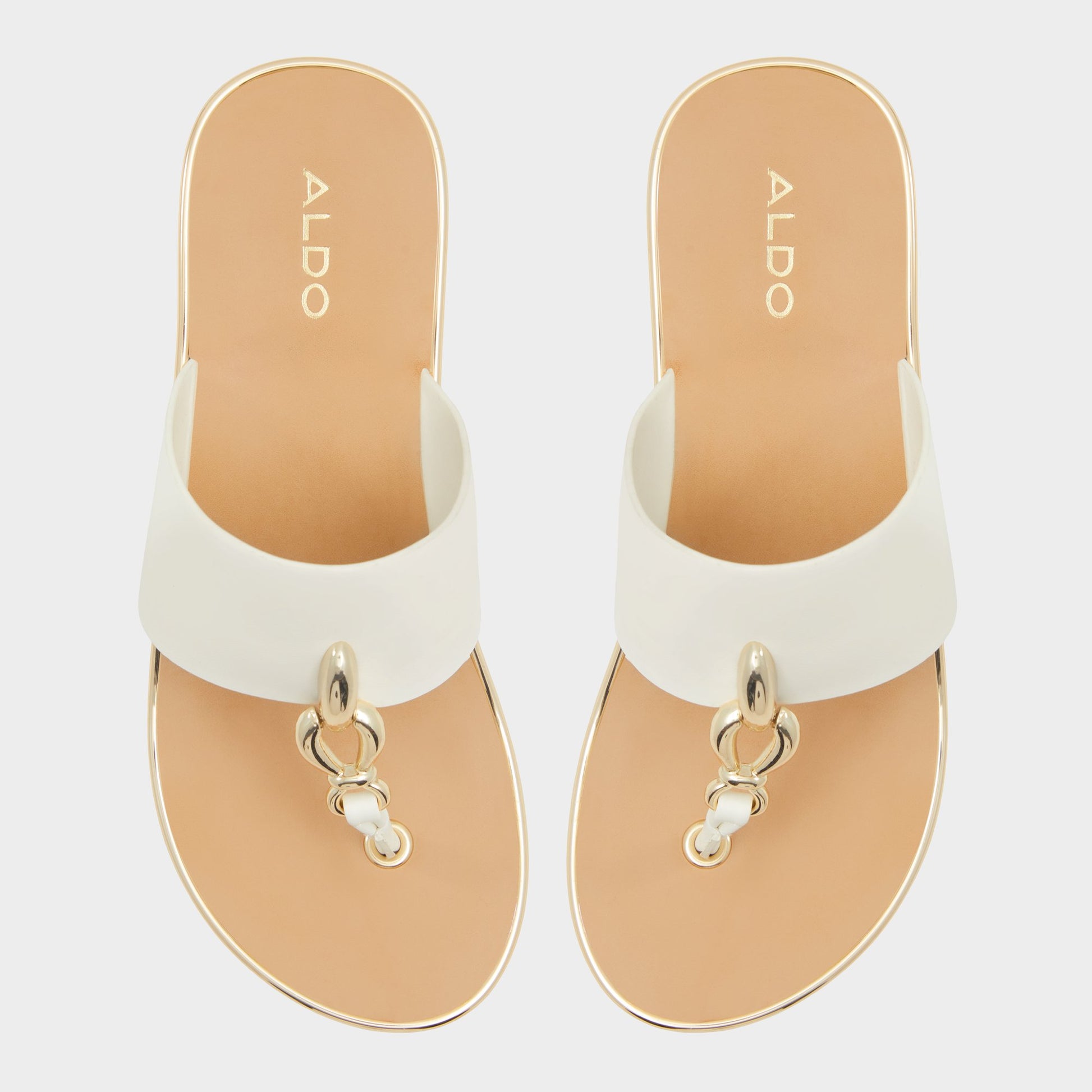 Top-down view of the White Penelopy Wedge sandal