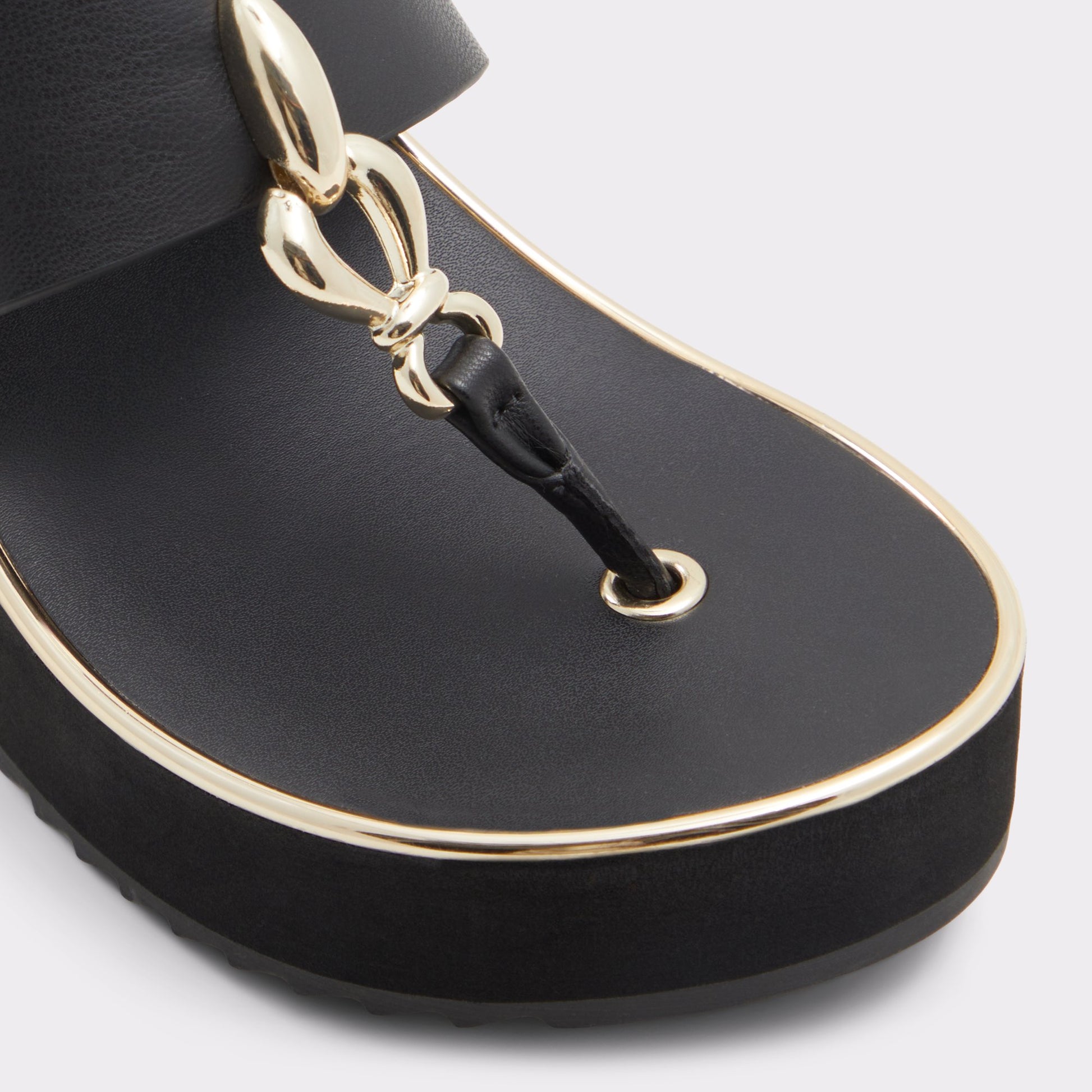 Close-up of the Black Penelopy T-strap sandal