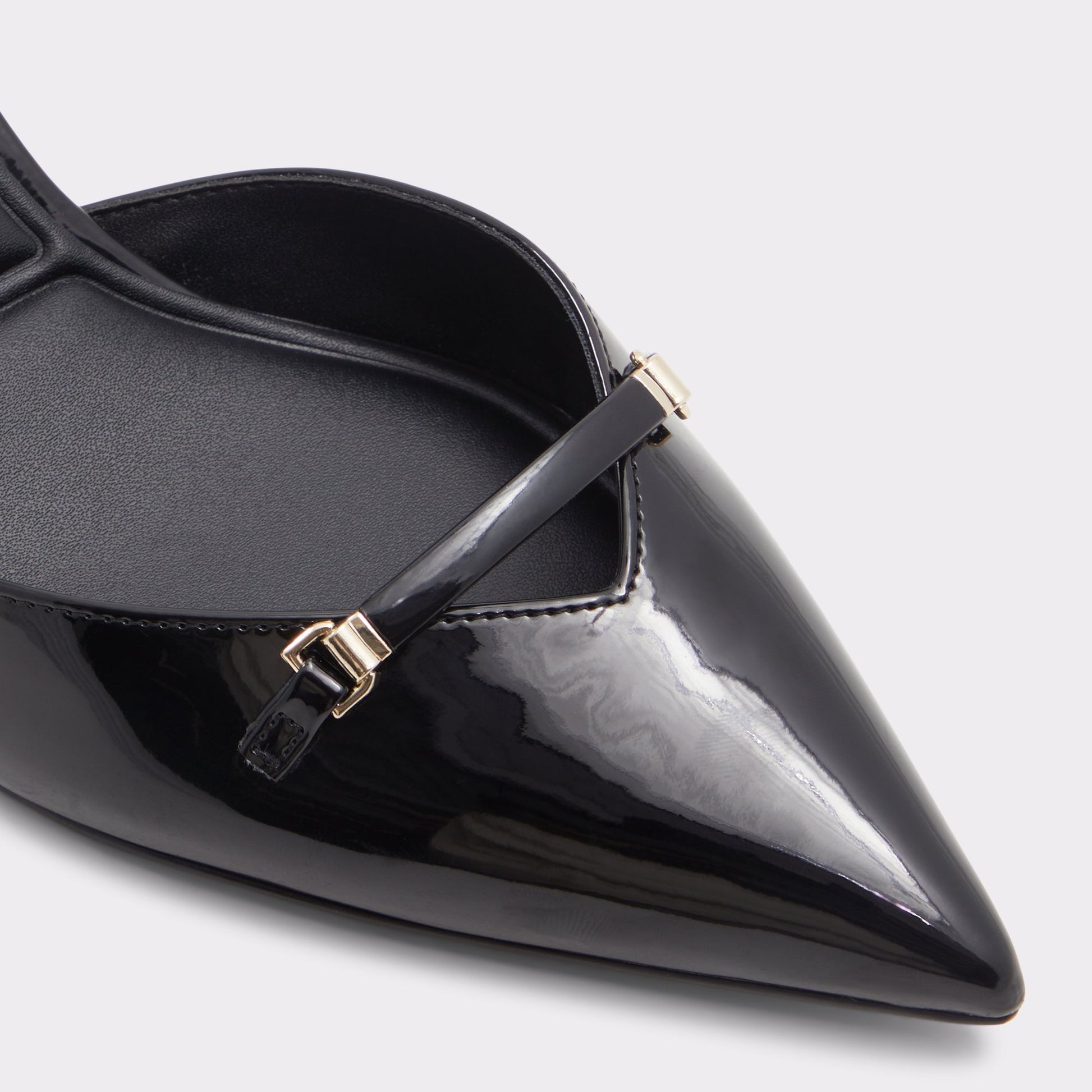 Close-up of the Other Black Nailah Slingback heel