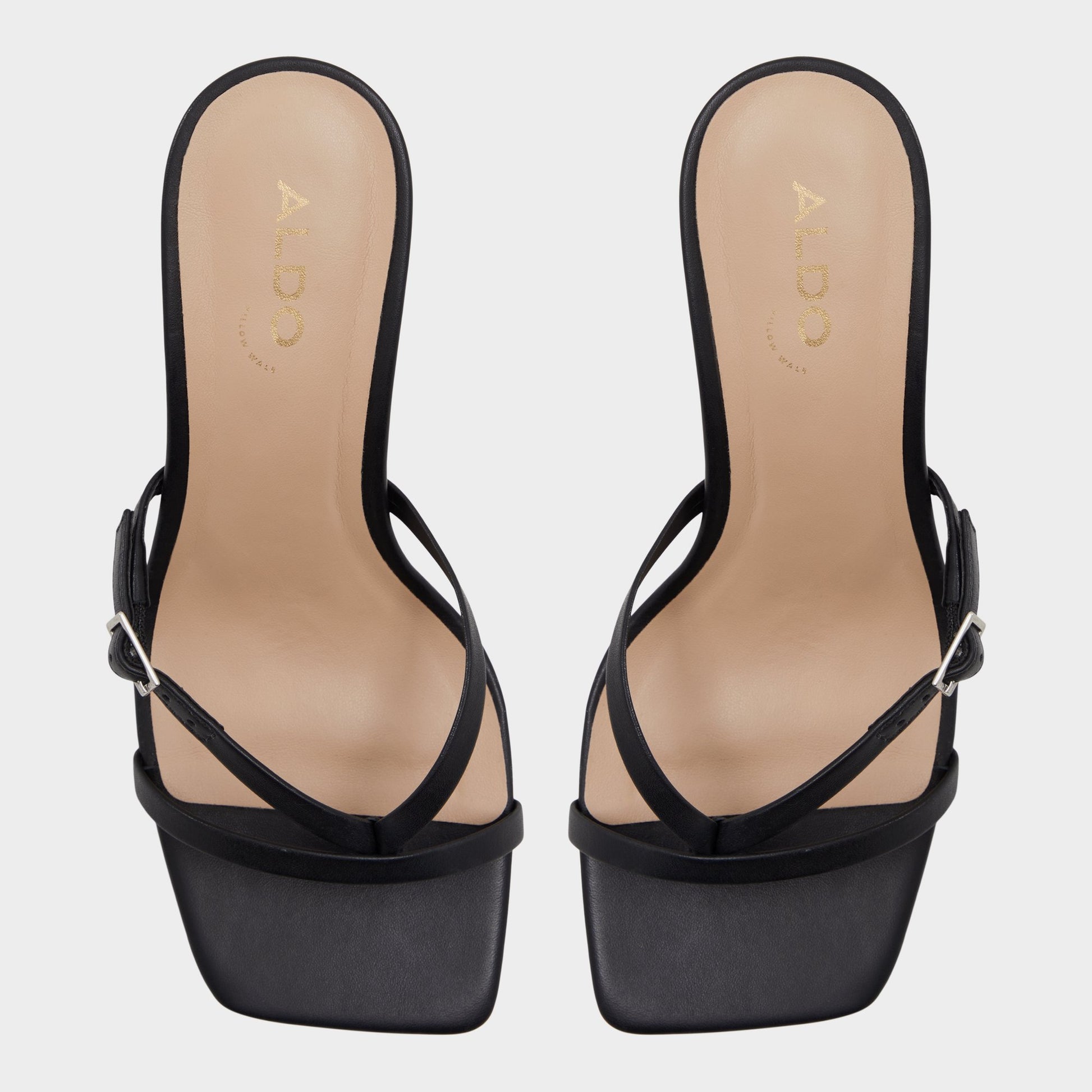 Top-down view of the Black Gannever Heeled flip flop