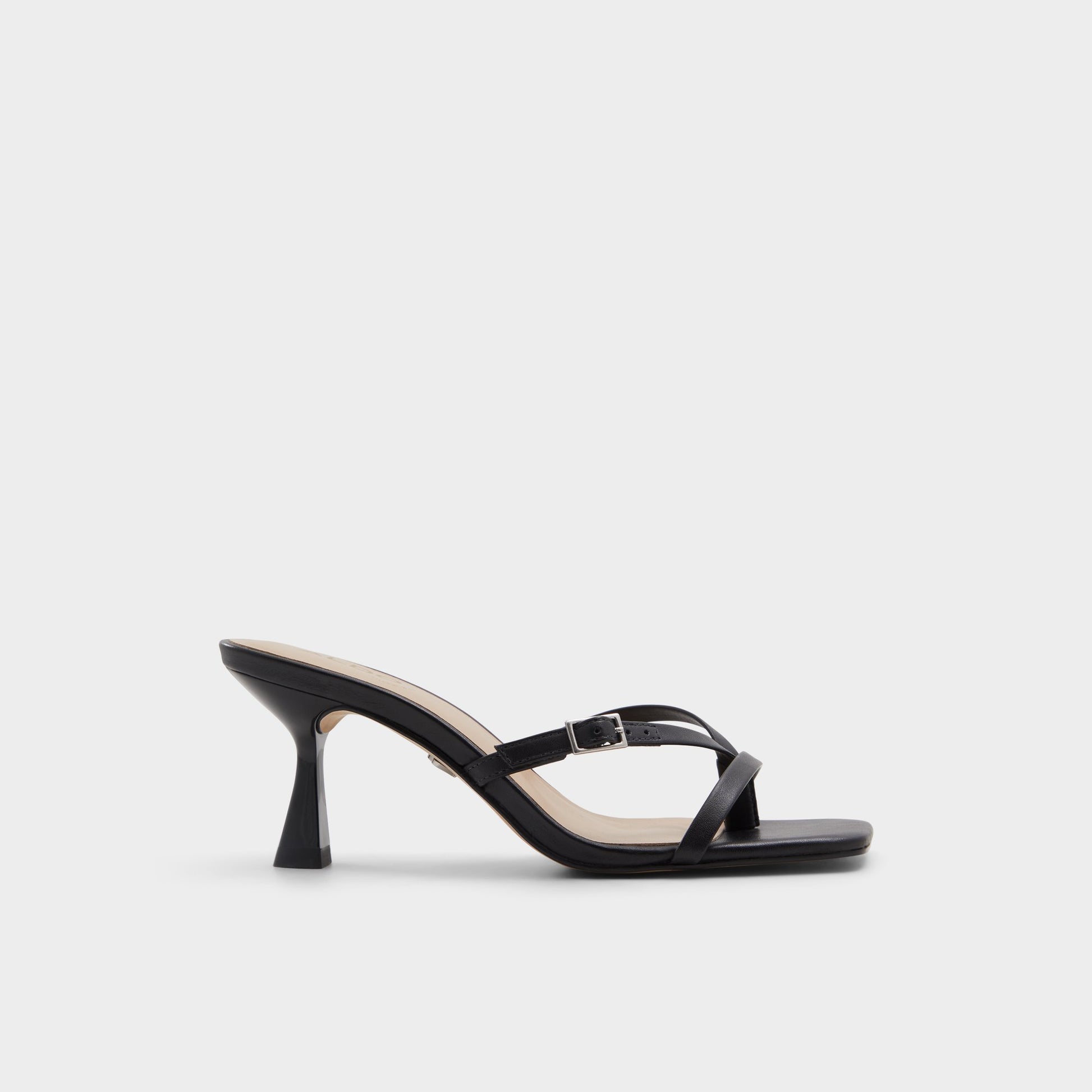 Main View of Black Gannever Heeled flip flop for Womens